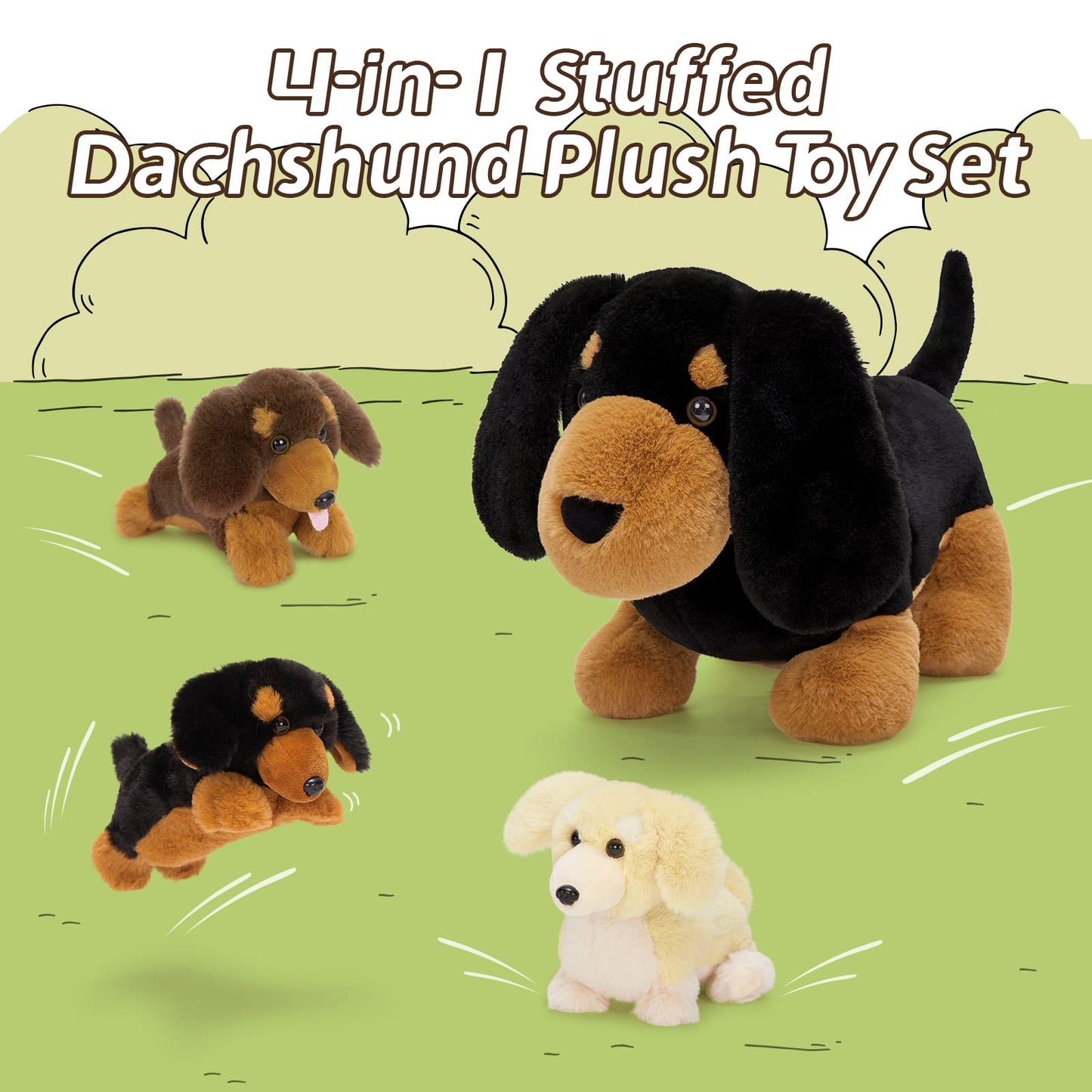 Dachshund Stuffed Animals Dog Plush Toys, Brown/Black, 18 Inches