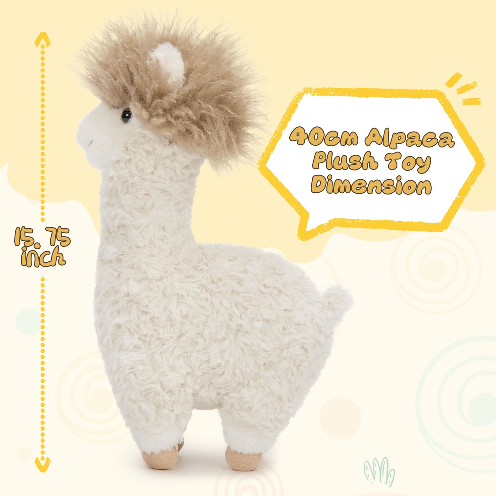 Alpaca Plush Toys Llama Stuffed Animals, Beige, 15.75 Inches