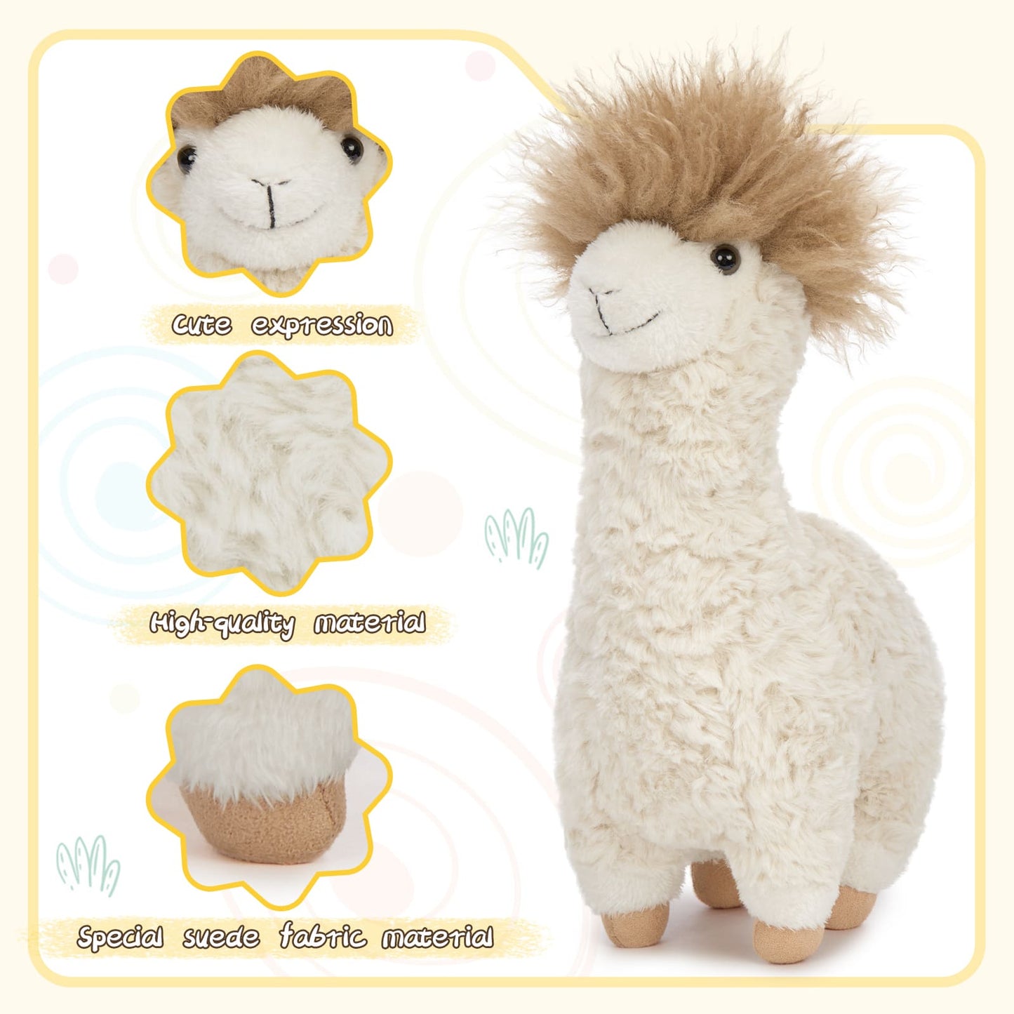 16 Inches Alpaca Plush Toys - Lifelike Llama Stuffed Animals - Large Doll Plushie - Hug Pillow Soft Fluffy Cushion - Kawaii Gift for Girls Boys - MorisMos Stuffies - Free Shipping Worldwide