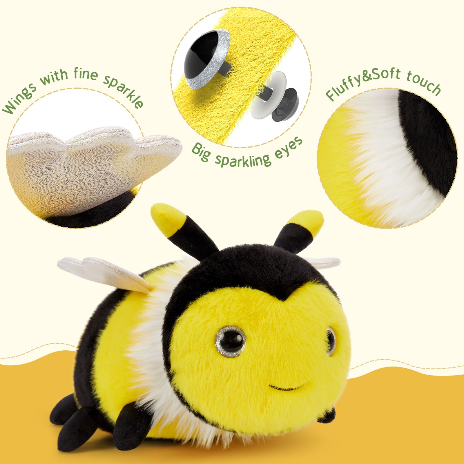 Realistic Bee Stuffed Animals Insect Plush Toys, 15.7 Inches