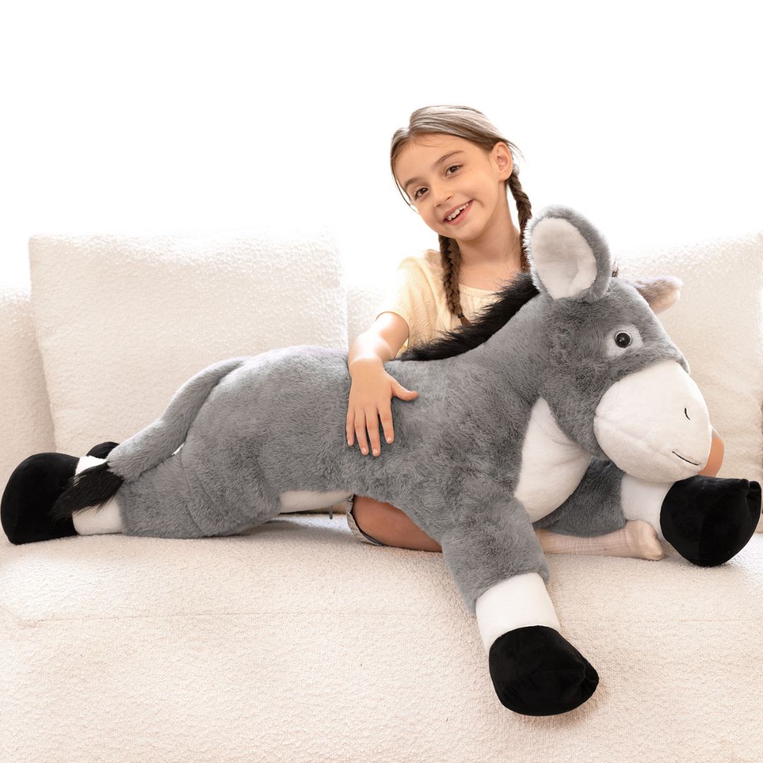 Lifelike Donkey Stuffed Animals, Grey, 43 Inches