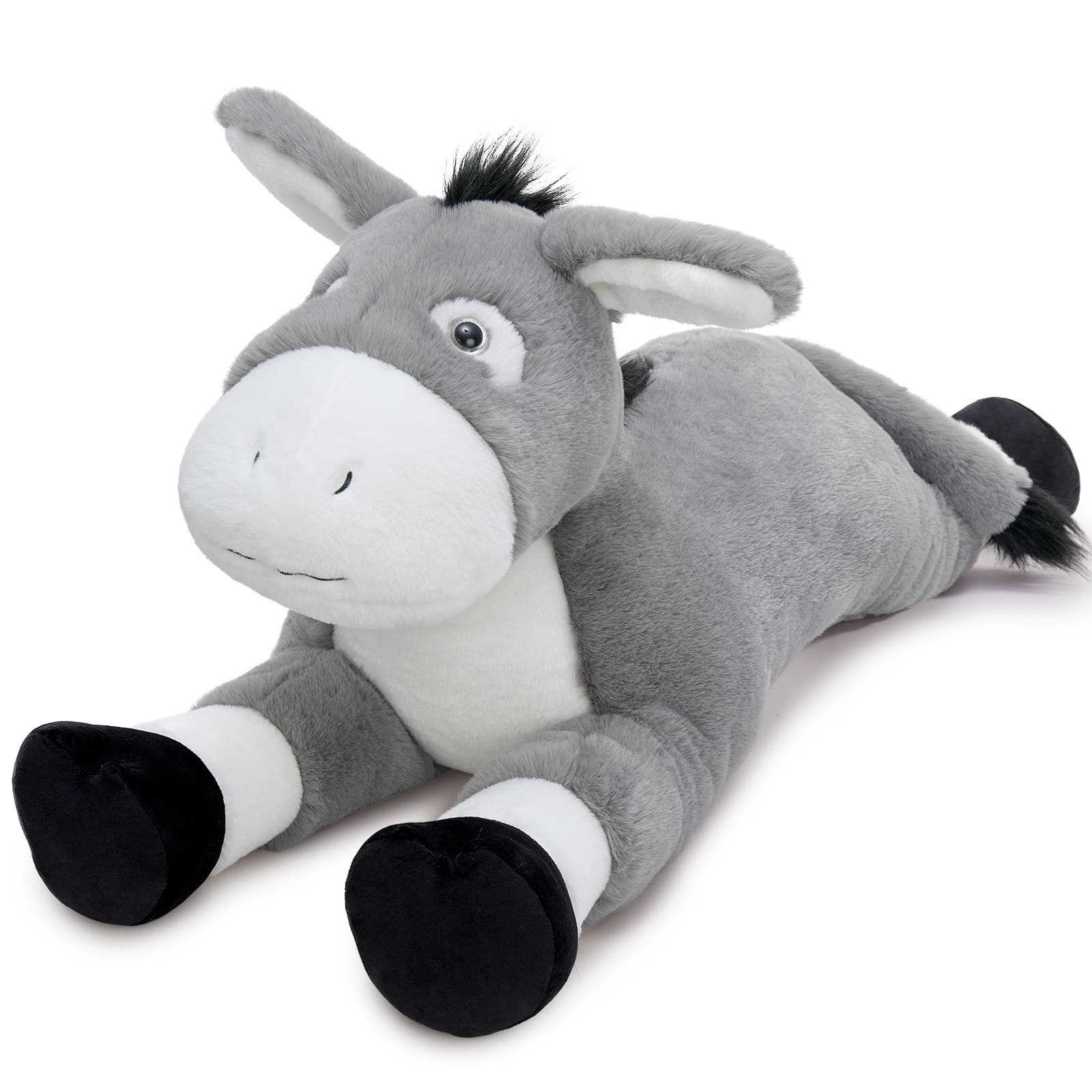Lifelike Donkey Stuffed Animals, Grey, 43 Inches