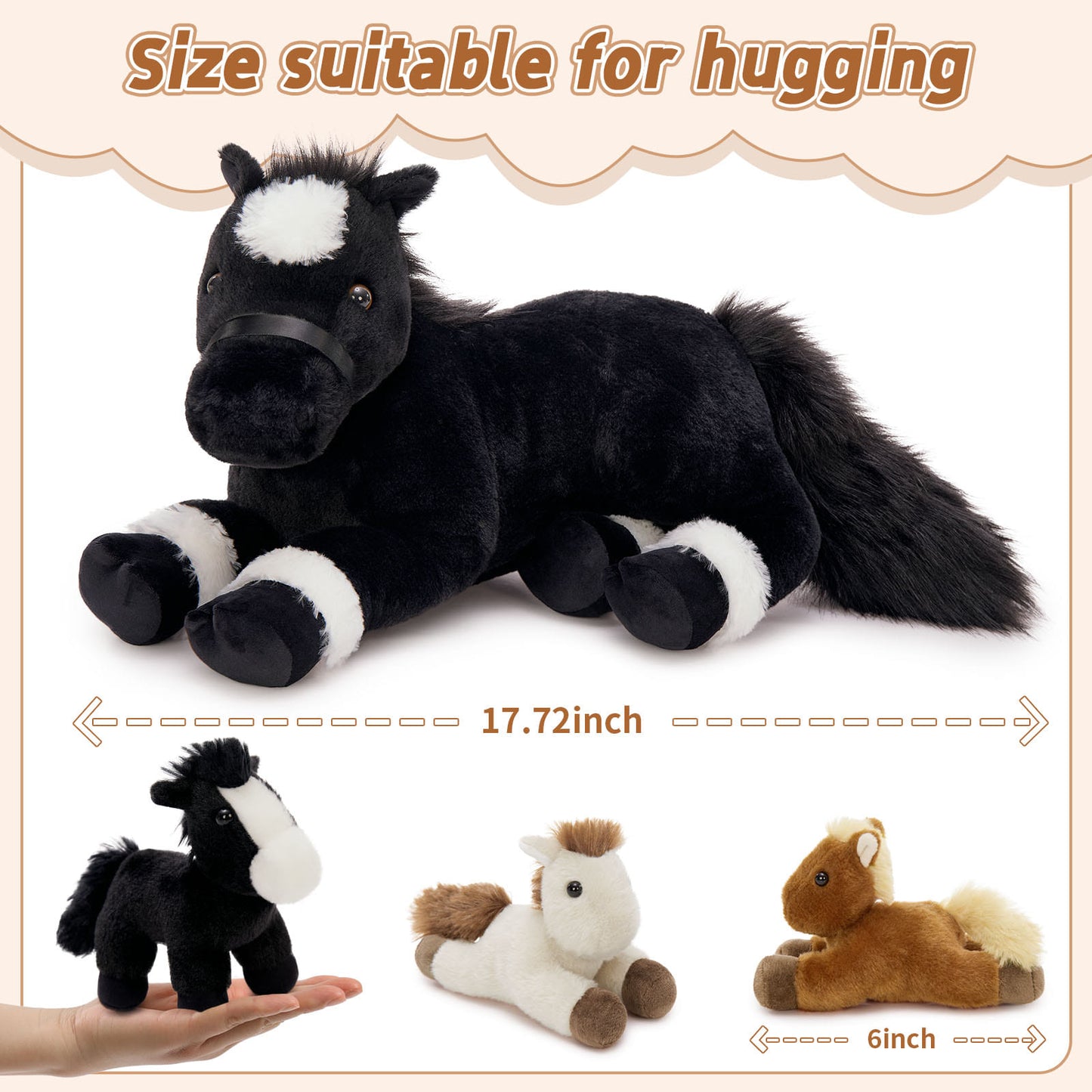 4 Pcs Bulk Lifelike Horse Stuffed Animals - Three Cute Pony Plush Toys - Pony Stuffed Animal Babies with Their Mom - Realistic Horse Stuffed Animals with Babies in the Belly - My Little Pony - Horse Plush Dolls for Children - Christmas Birthday Baby Shower Gift Ideas - Stuffed Animals Near Me