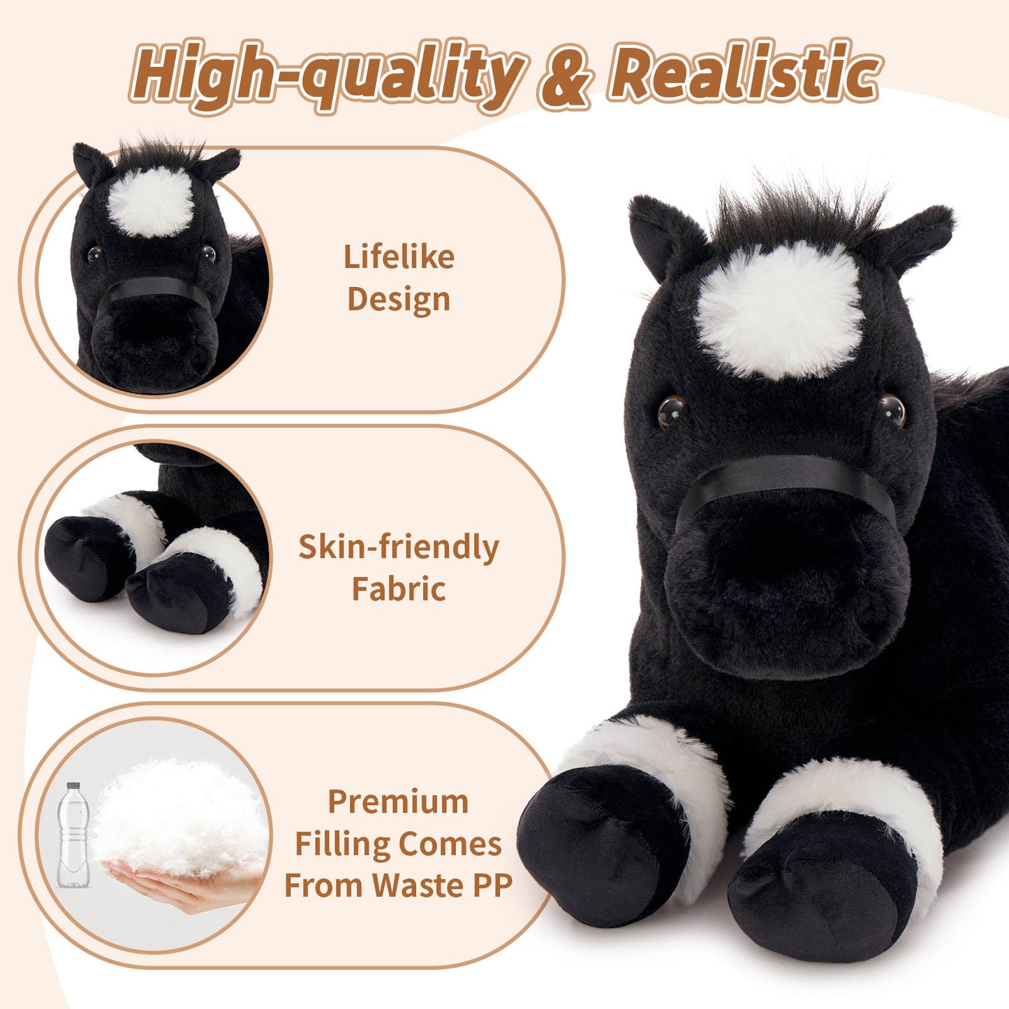 4 Pcs Bulk Lifelike Horse Stuffed Animals - Three Cute Pony Plush Toys - Pony Stuffed Animal Babies with Their Mom - Realistic Horse Stuffed Animals with Babies in the Belly - My Little Pony - Horse Plush Dolls for Children - Christmas Birthday Baby Shower Gift Ideas - Stuffed Animals Near Me