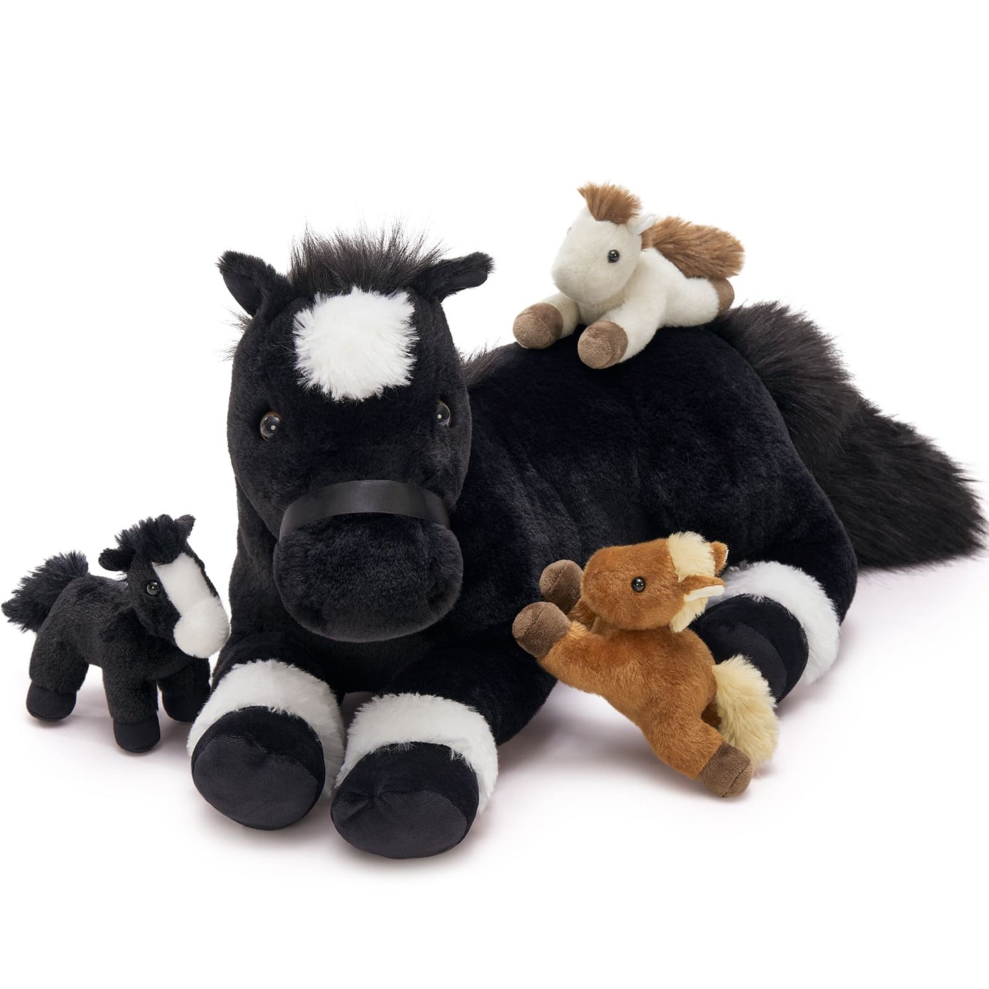 4 Pcs Bulk Lifelike Horse Stuffed Animals - Three Cute Pony Plush Toys - Pony Stuffed Animal Babies with Their Mom - Realistic Horse Stuffed Animals with Babies in the Belly - My Little Pony - Horse Plush Dolls for Children - Christmas Birthday Baby Shower Gift Ideas - Stuffed Animals Near Me