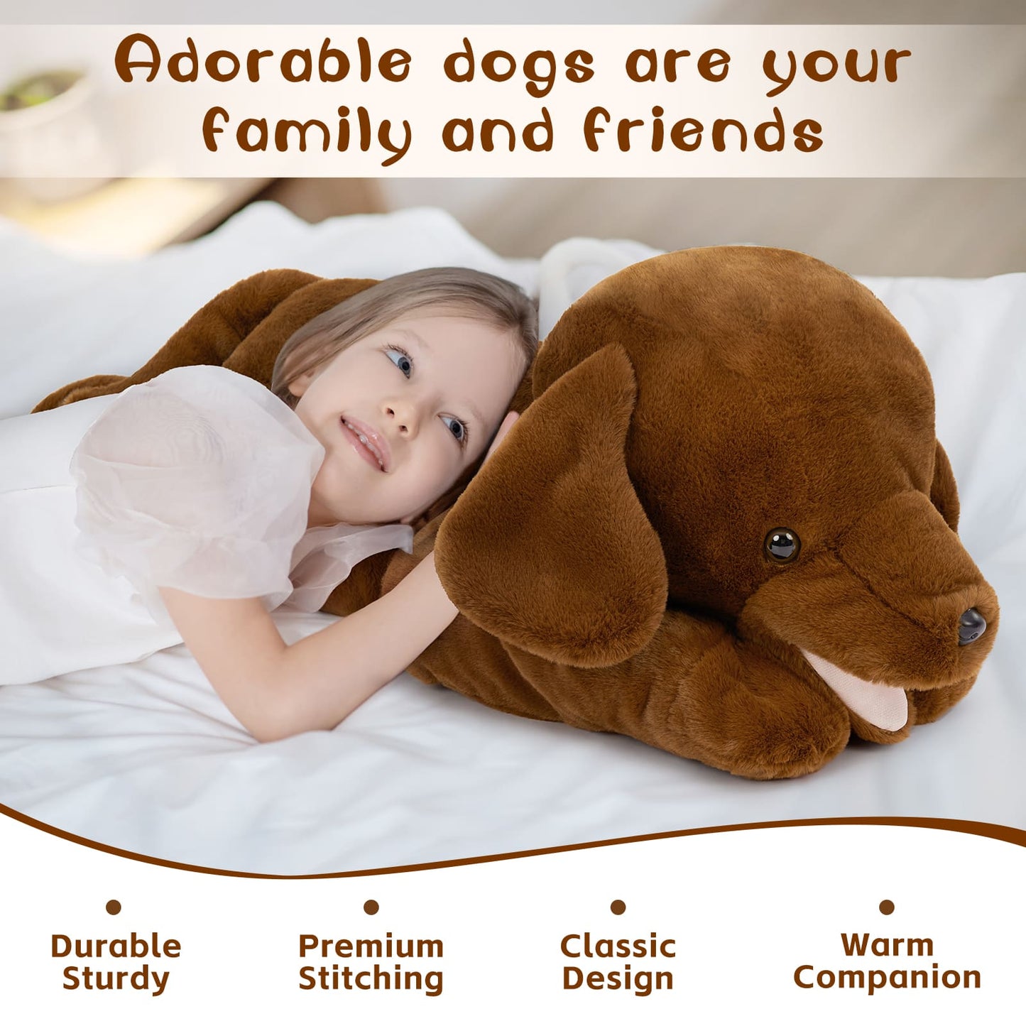 Lifelike Labrador with a Bone Plush Toy - Dog Stuffed Animals - Creative Birthday Christmas Gift Ideas - Cushion/Sofa Pillows Home Decor - Free Shipping
