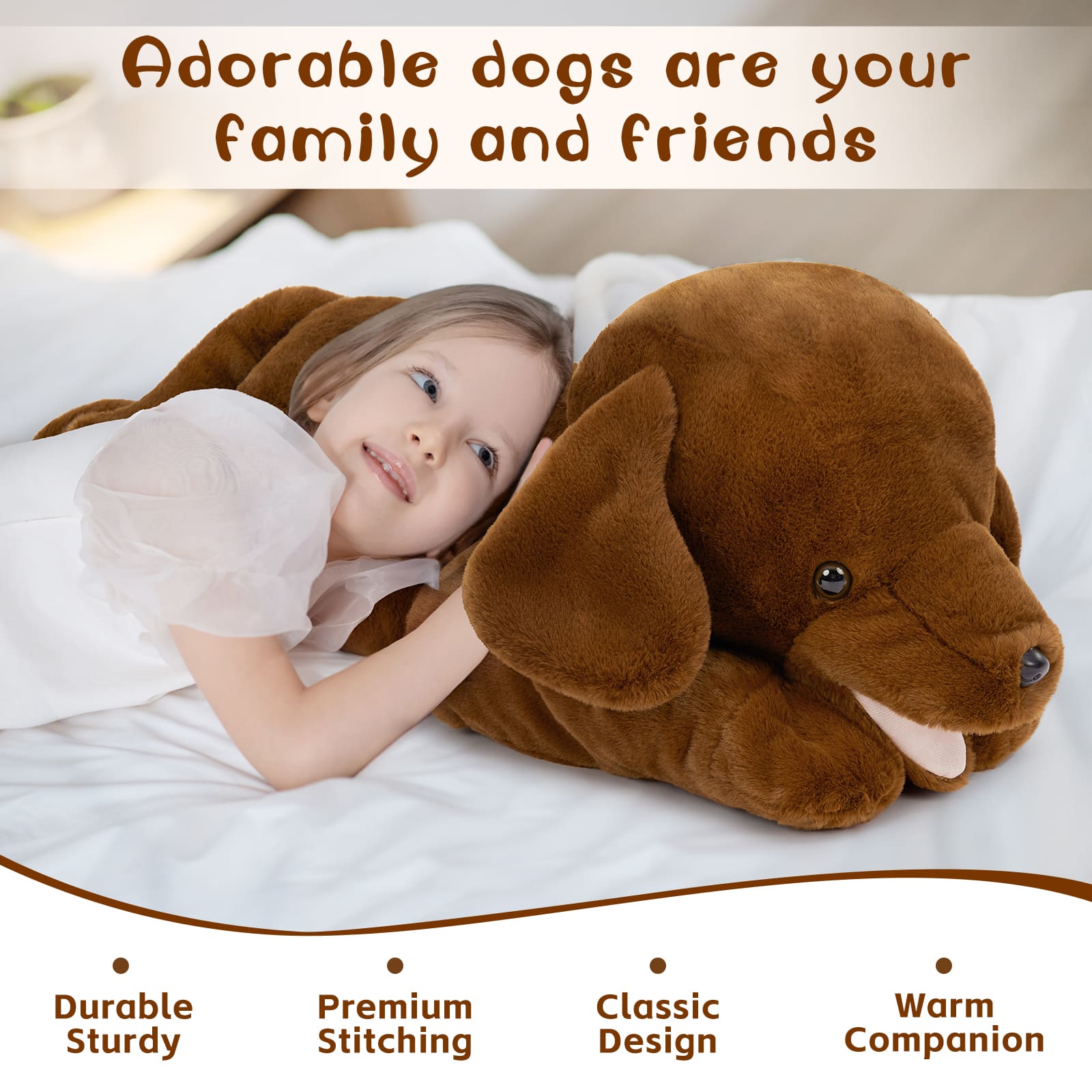Labrador Plush Toy Dog Stuffed Animals, Dark Brown, 31.5 Inches