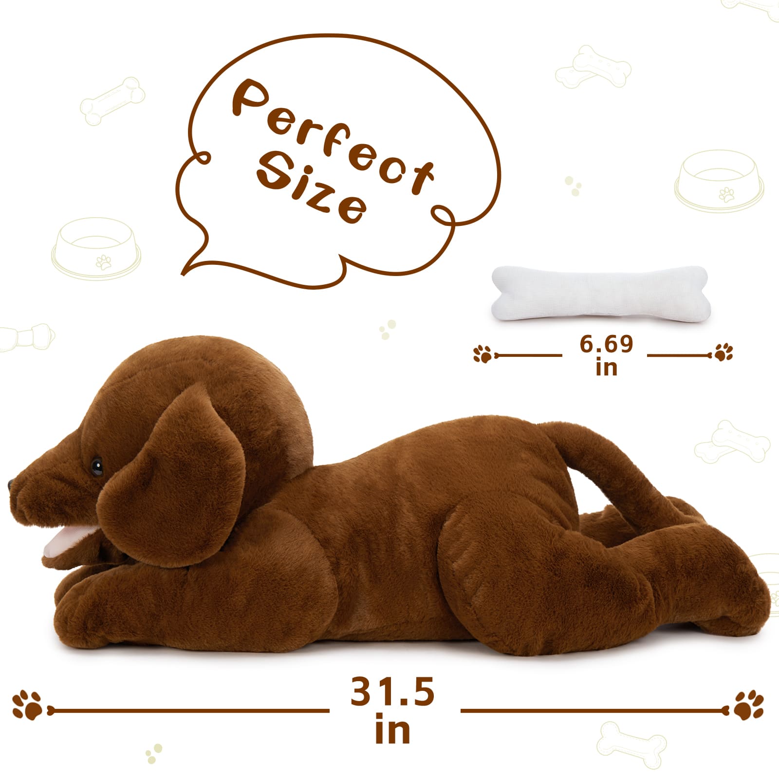 Labrador Plush Toy Dog Stuffed Animals, Dark Brown, 31.5 Inches
