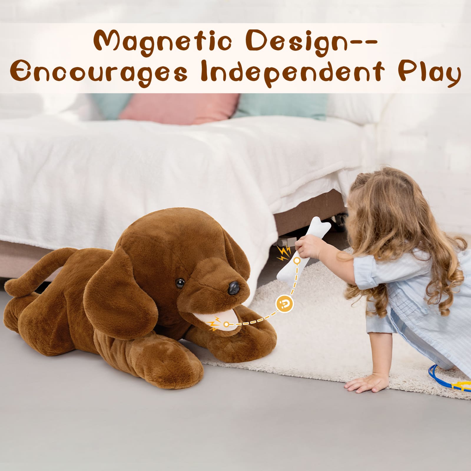 Labrador Plush Toy Dog Stuffed Animals, Dark Brown, 31.5 Inches