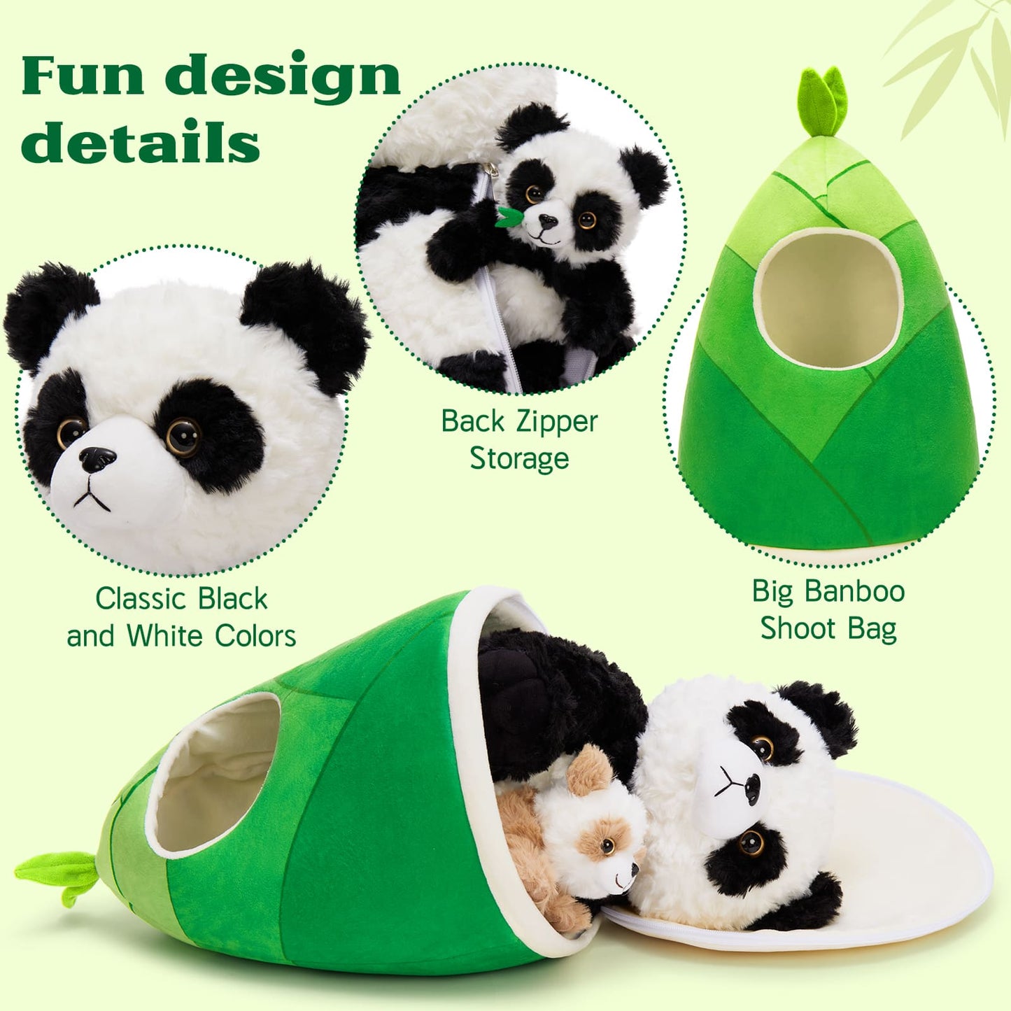 Panda Stuffed Animals with Babies Inside - Cute Panda Baby Plush Toys with Their Mom - China Travelling Souvenirs - Birthday/Christmas/Valentine's Day Gift Guide - Cute Party Favors for Children