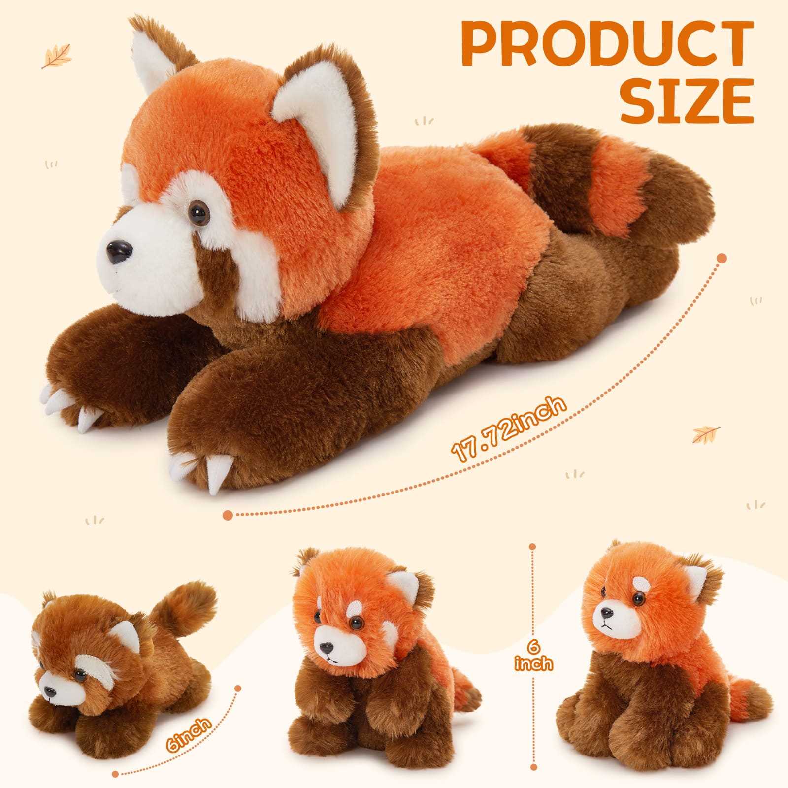 Lifelike Red Panda Stuffed Animals Set, 17.72 Inches