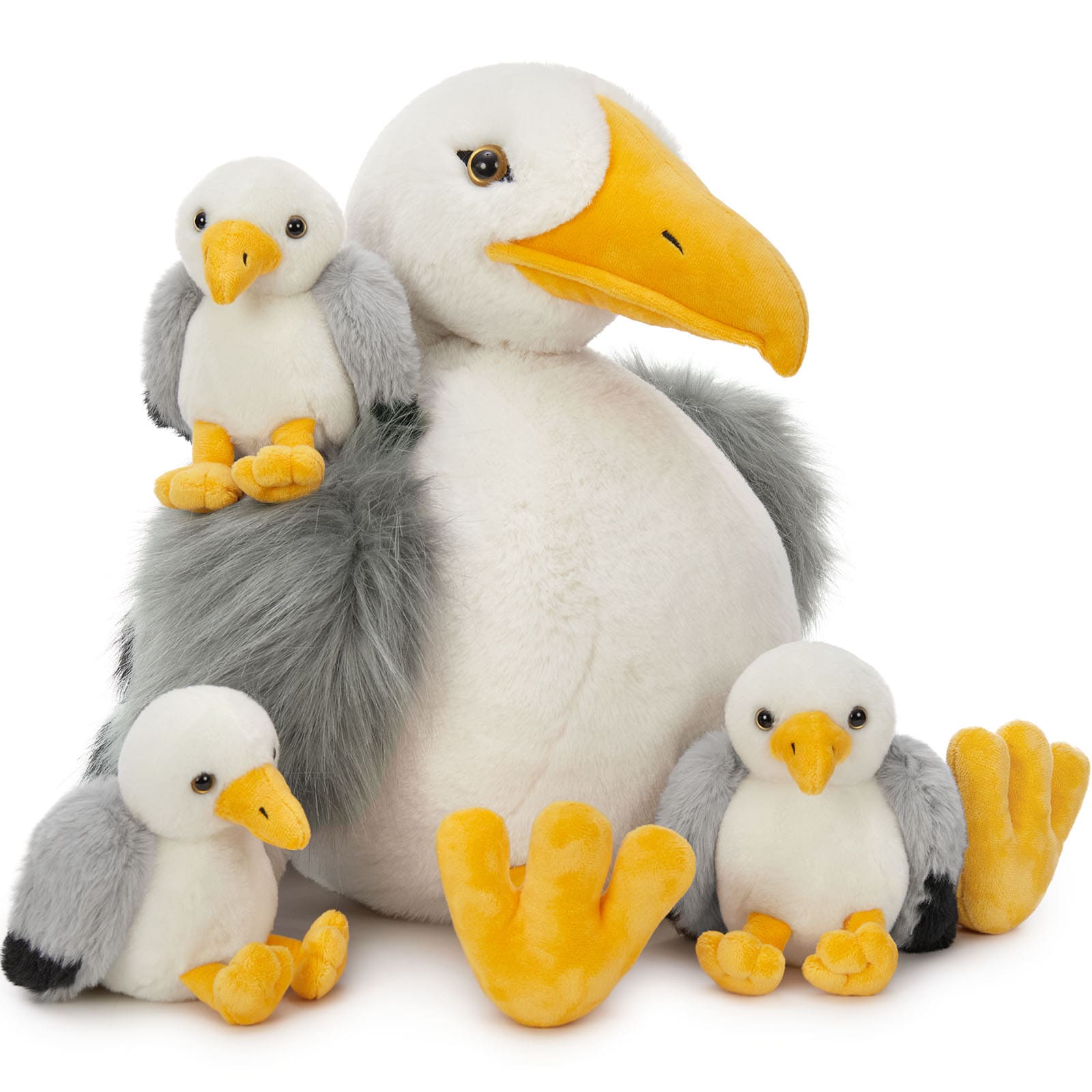 Big Seagull with Three Baby Seagull Stuffed Animals, 17.72 Inches