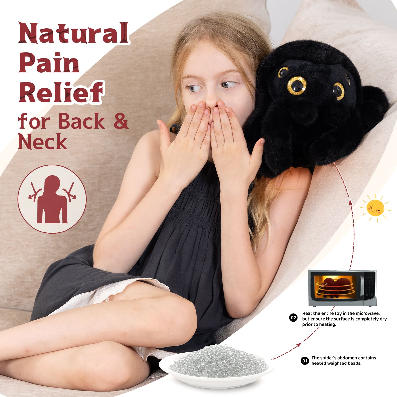 Simulation Spider Weighted Plush Toy, Black, 14 Inches