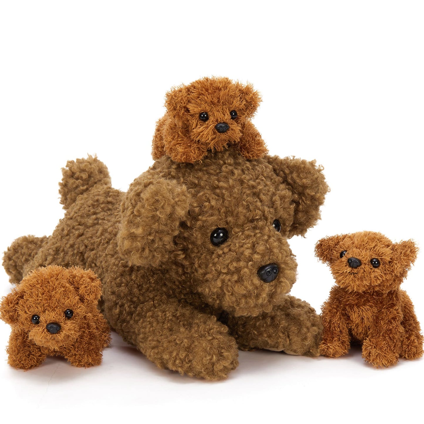 Teddy Dog Stuffed Animals with Three Puppies Inside the Belly - Cute Dog Family Plush Toy Assortment - Free Shipping Now