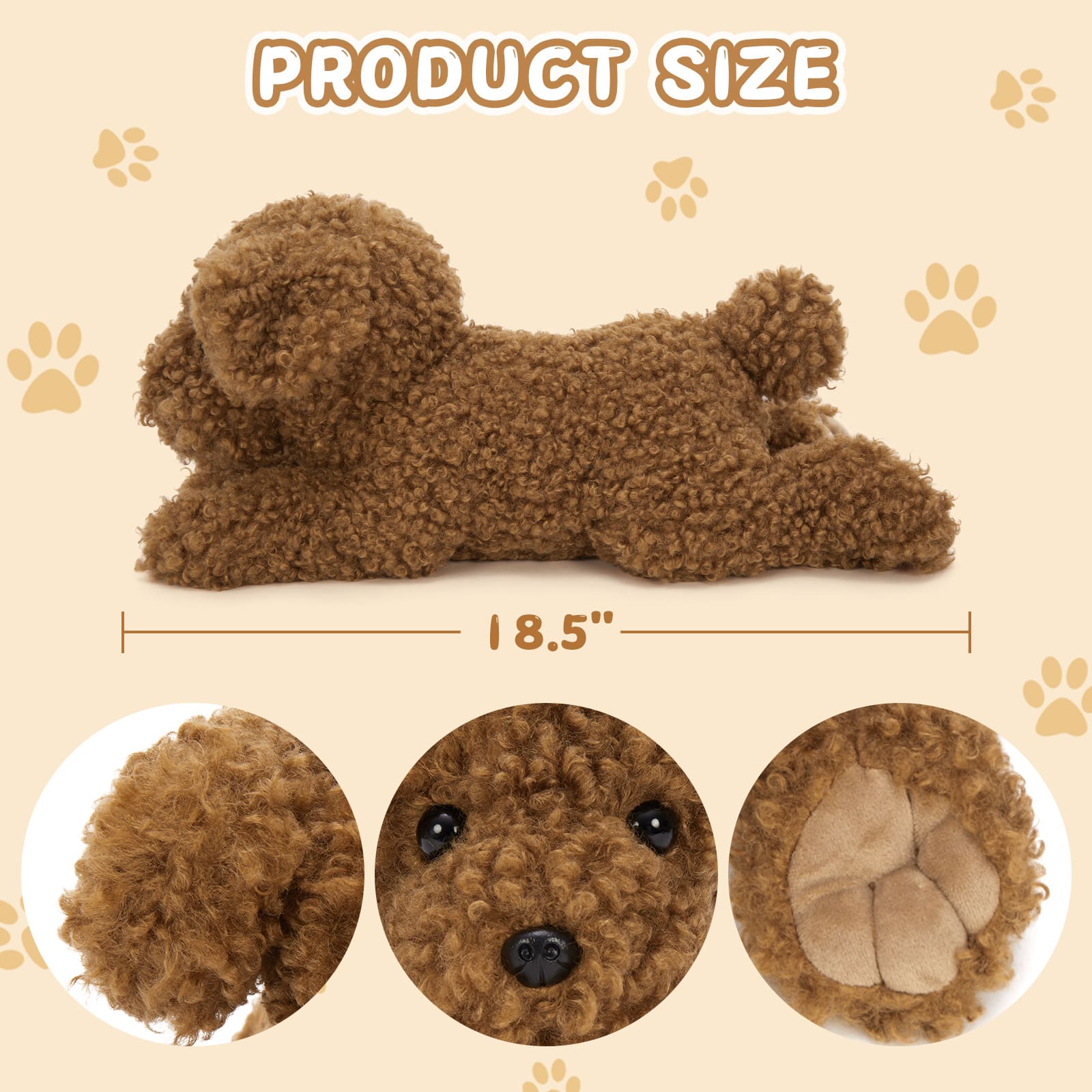 Teddy Dog Stuffed Animals Puppy Plush Toys, Dark Brown, 18.5 Inches