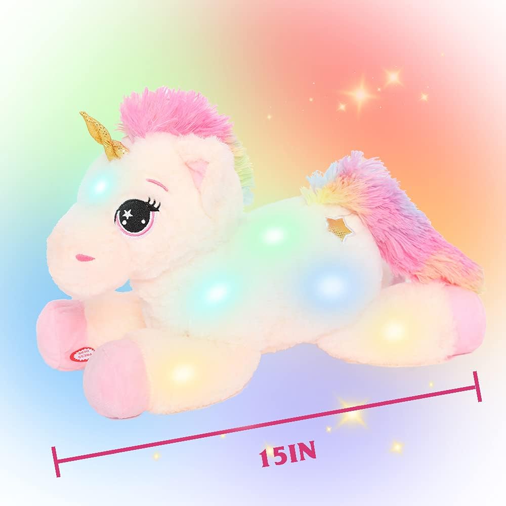 Light-up Unicorn Plush Toy, Beige, 15 Inches