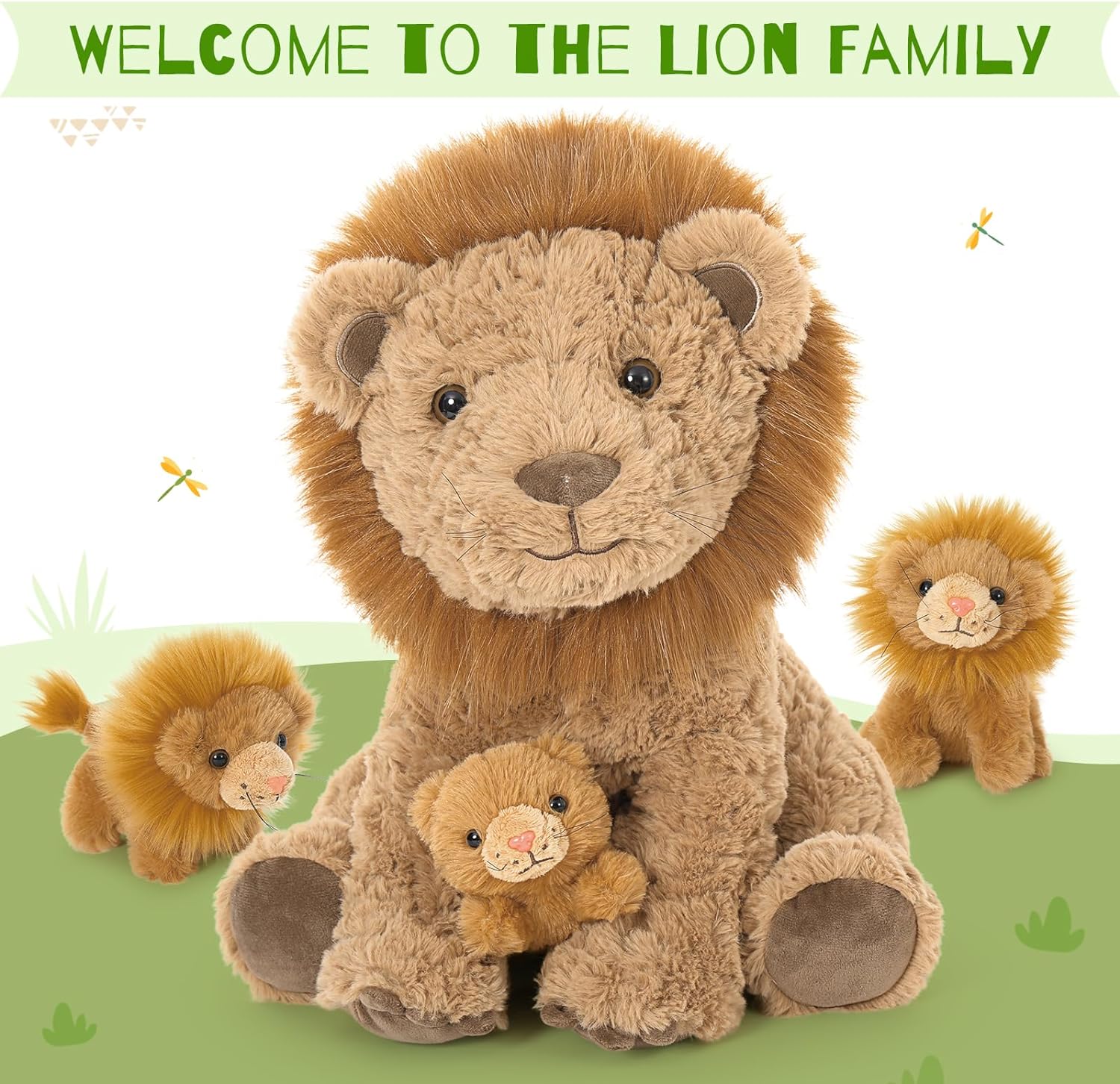 Lion Plush Toys Stuffed Lion, Brown, 17.7 Inches