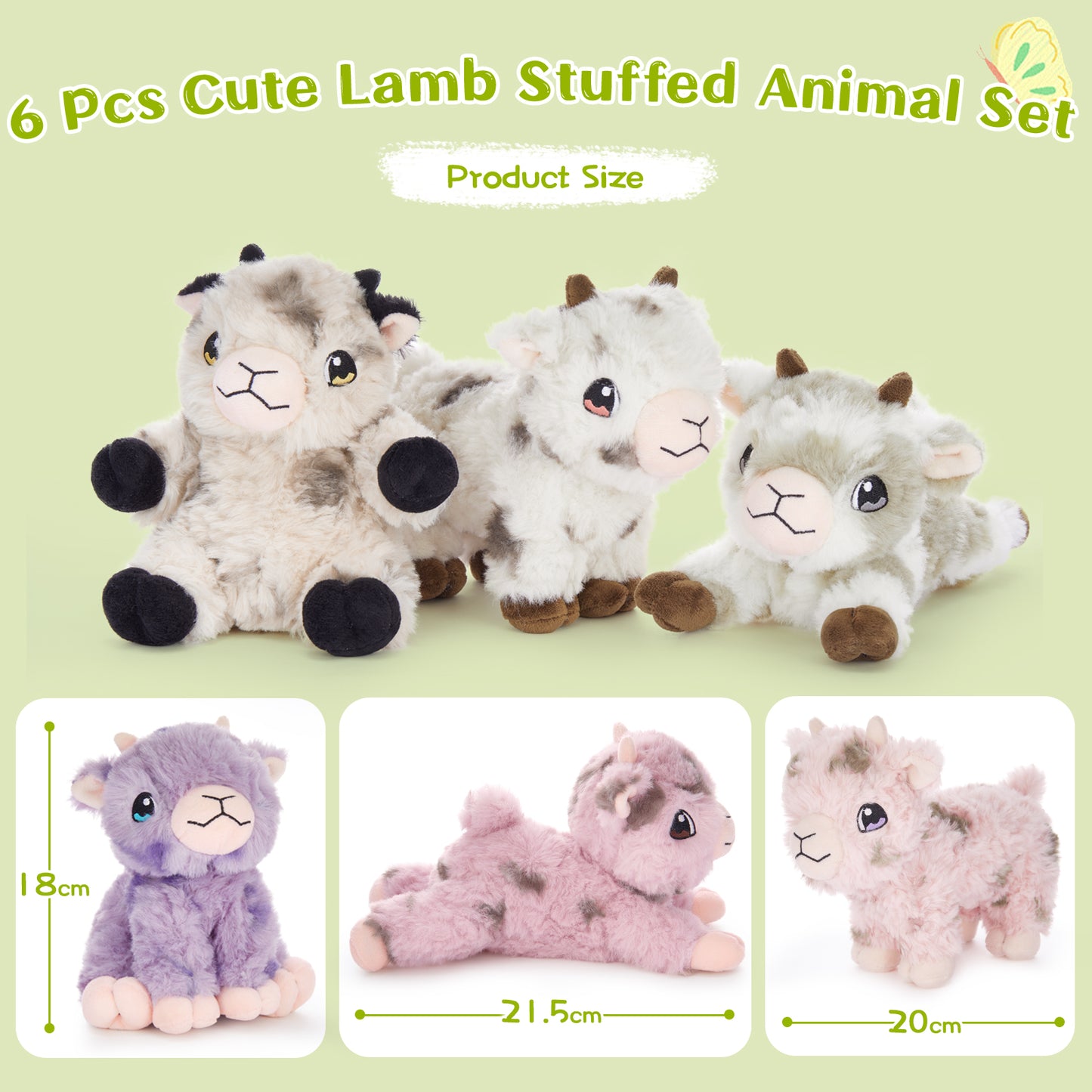 Little Lamb Stuffed Animals Bulk Sheep Plushies, 6.3 Inches