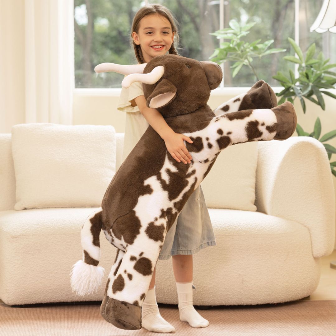 Giant Longhorn Cow Stuffed Animals - Lifelike Cow Plush Toys - Farm Stuffed Animals -  Western Travelling Gift Souvenirs - Birthday Christmas Present for Girls Boys - Free Shipping Now