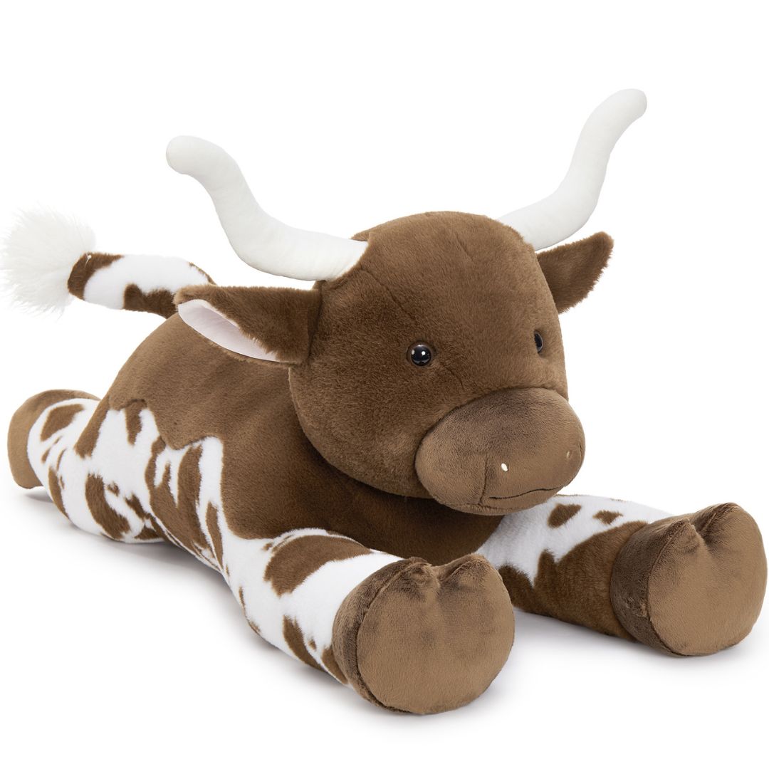 Longhorn Bull Stuffed Animals Farm Plush Toys, Brown, 43 Inches