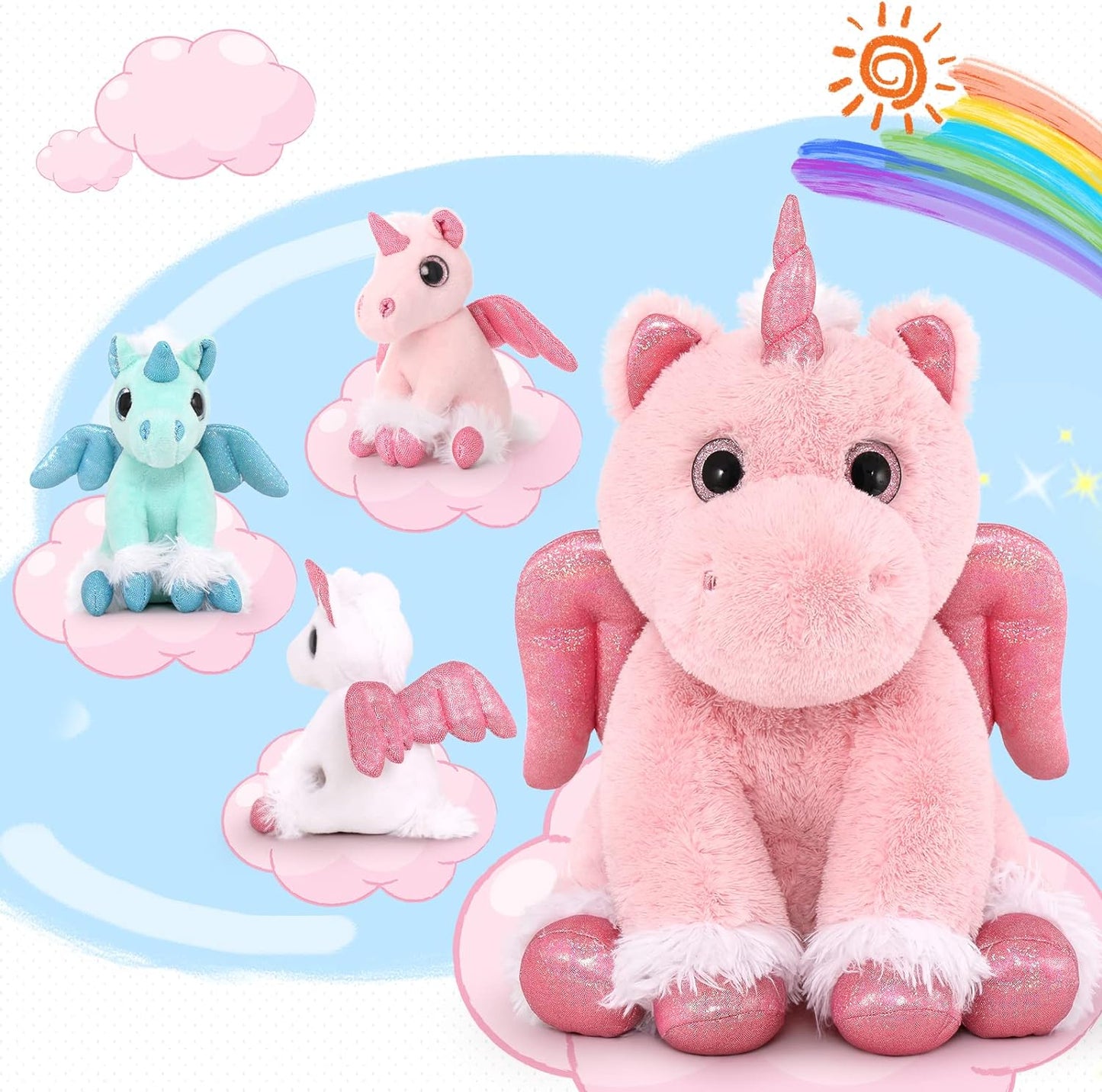 Magical Unicorn Plush Toy Set, Pink, 19.7 Inches
