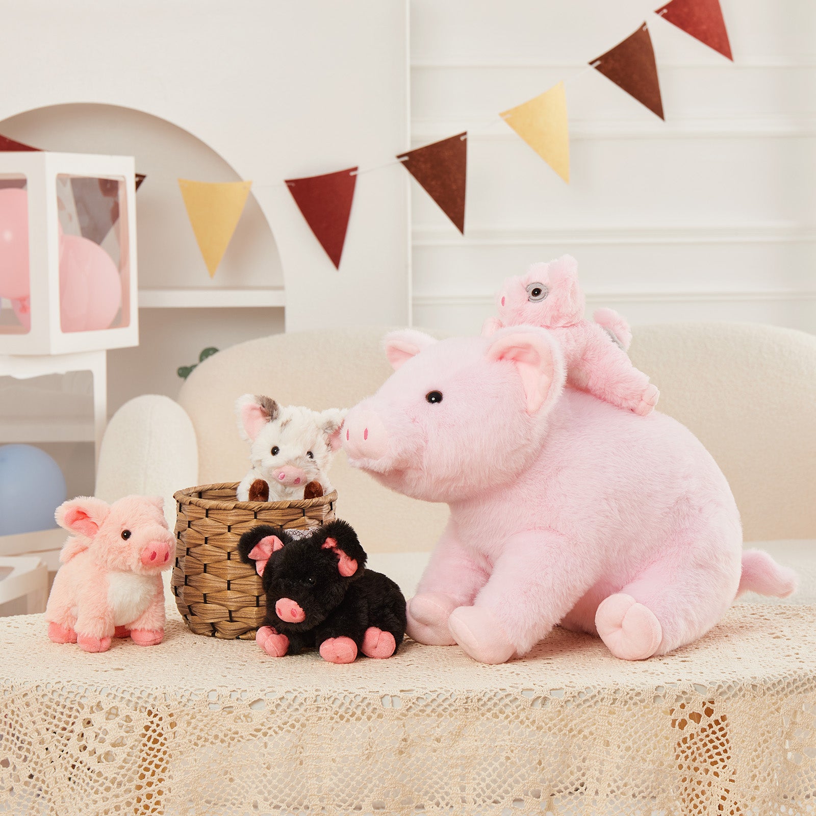 Pig Stuffed Animals Farm Plush Toys, Pink, 15.7 Inches