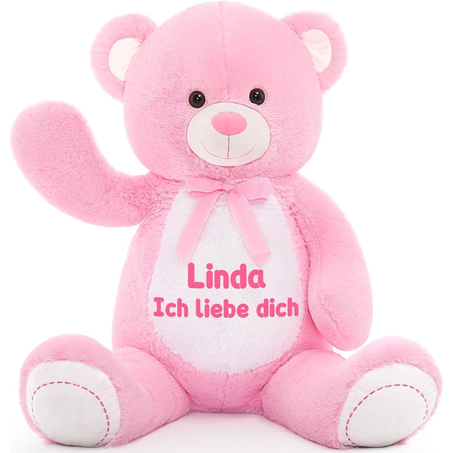 Custom Teddy Bear Plush Toy with Custom Text - Sweet Pink Customized Teddy Bear 51 Inches - Stuffed Animal Personalized Gift - Personalized Gift for Anniversary, Graduation, Christmas, Valentine's Day, Mother's Day, Baby Shower - Sweet Gift for Girlfriend, Boyfriend - Free Shipping 