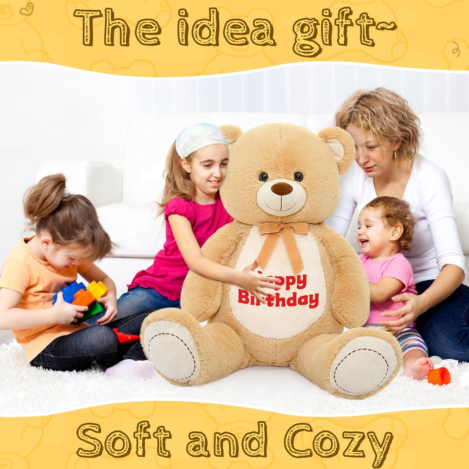 Custom Teddy Bear Stuffed Animals with Custom Text, 51 Inches