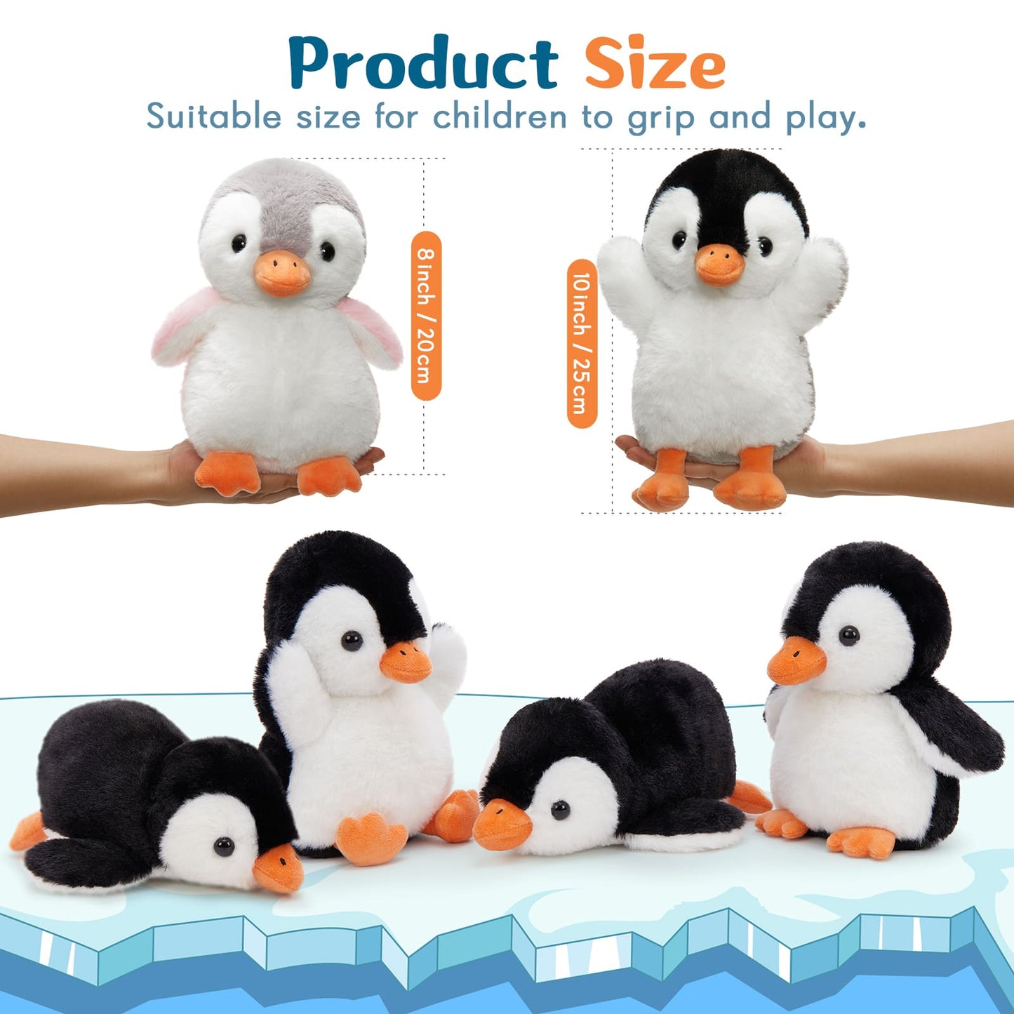 Mini Penguin Stuffed Animals - 8 Inches Penguin Stuffies - Kawaii Penguin Babies - DIY Keychains or Bag Charms - Sentimental Gifts Party Favors