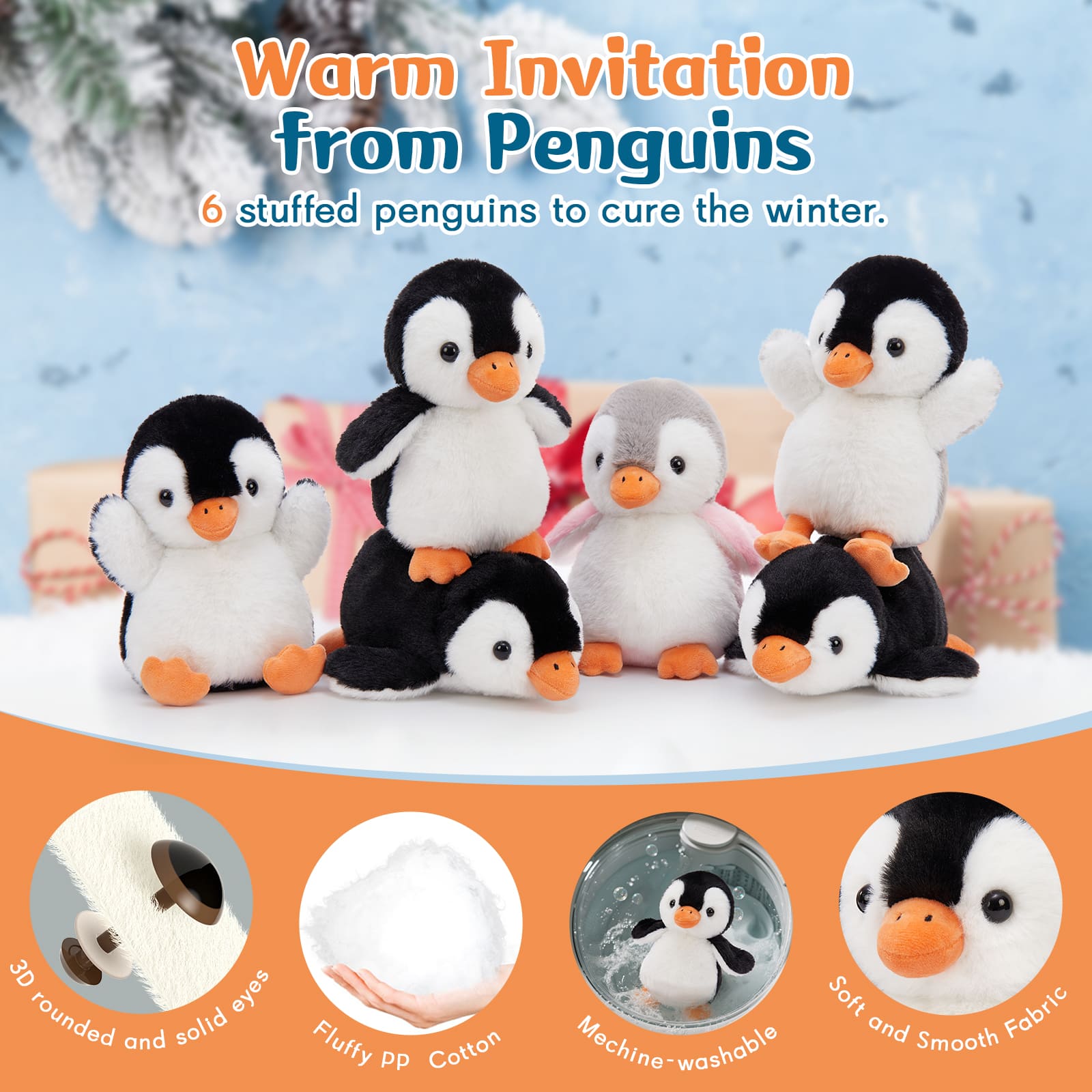 Mini Penguin Stuffed Animals Cute Penguin Babies, 8 Inches