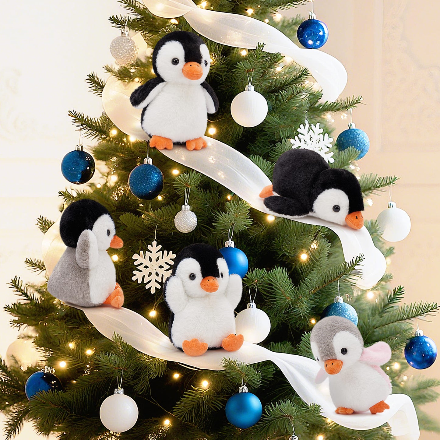 Mini Penguin Stuffed Animals - 8 Inches Penguin Stuffies - Kawaii Penguin Babies - DIY Keychains or Bag Charms - Sentimental Gifts Party Favors