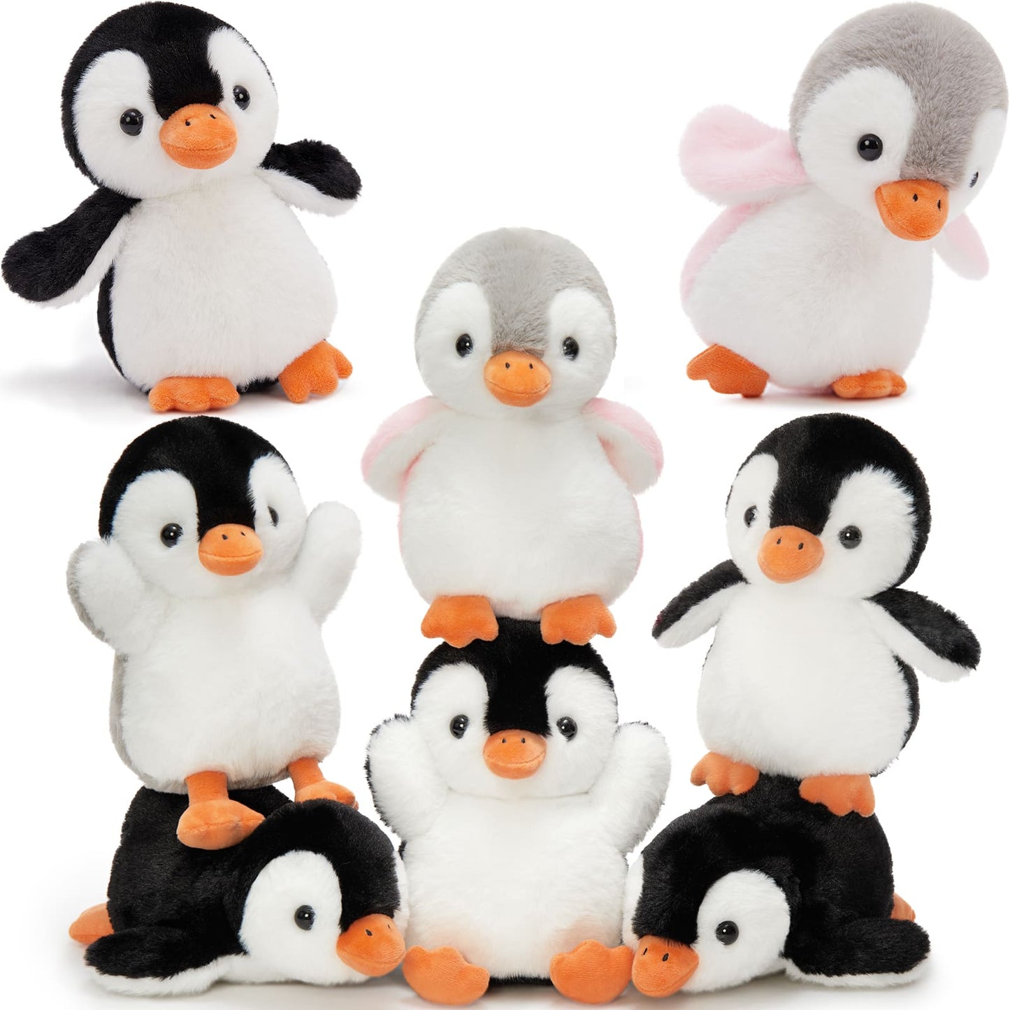 Mini Penguin Stuffed Animals - 8 Inches Penguin Stuffies - Kawaii Penguin Babies - DIY Keychains or Bag Charms - Sentimental Gifts Party Favors