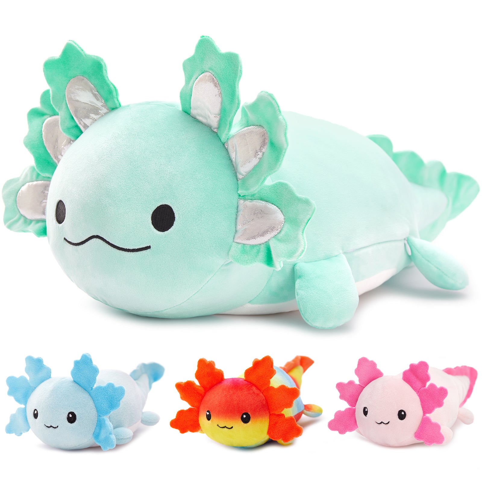 Peluche Axolotl avec 3 bébés, 23,5 pouces