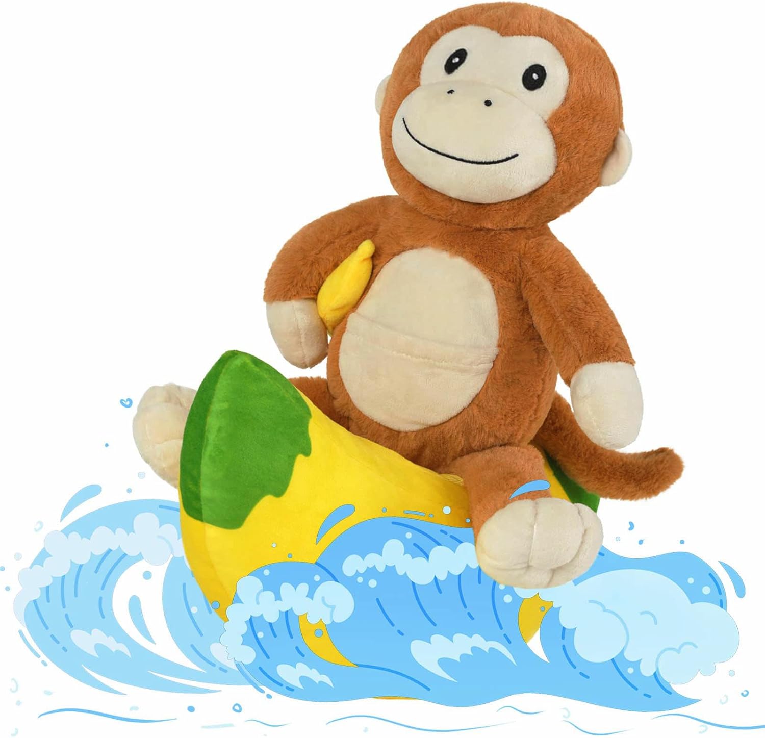 Two Piece Monkey Banana Plush Toy Set, 17 Inches