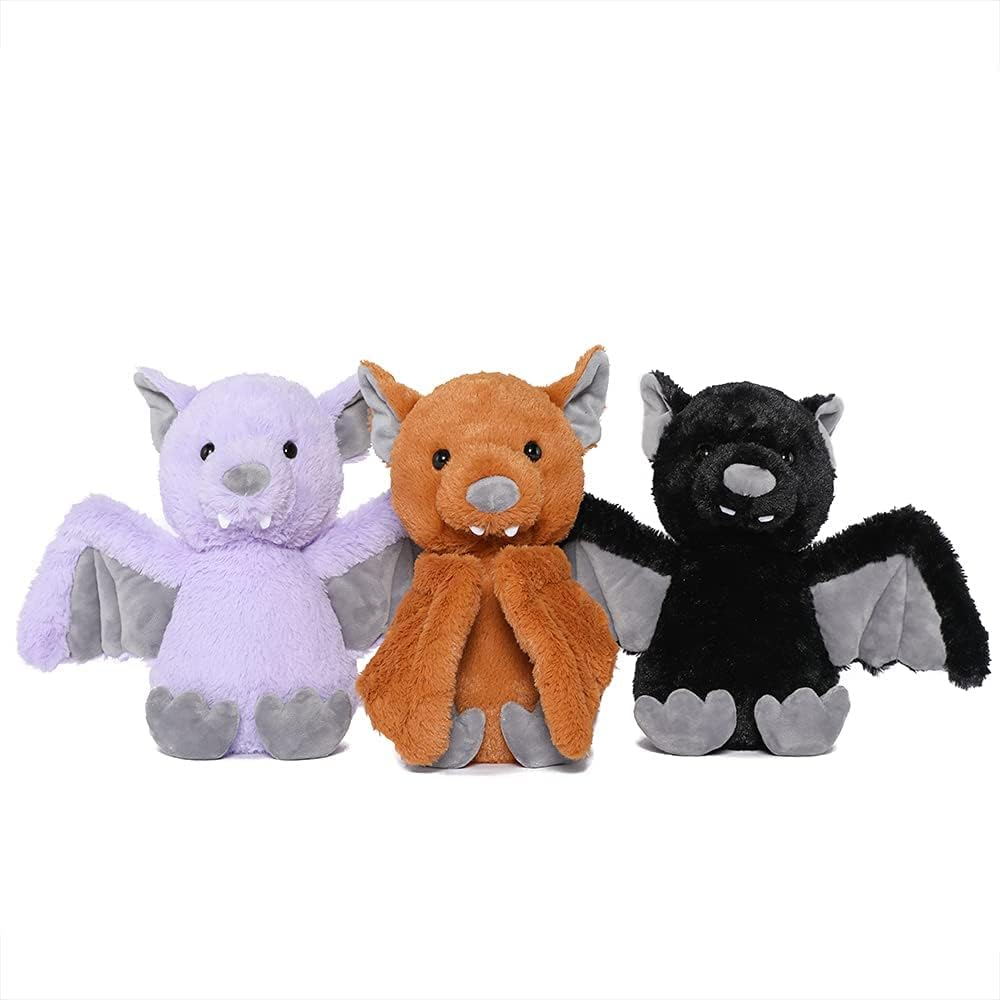 Ensemble de 3 jouets en peluche chauve-souris, 14 pouces, noir/marron/violet