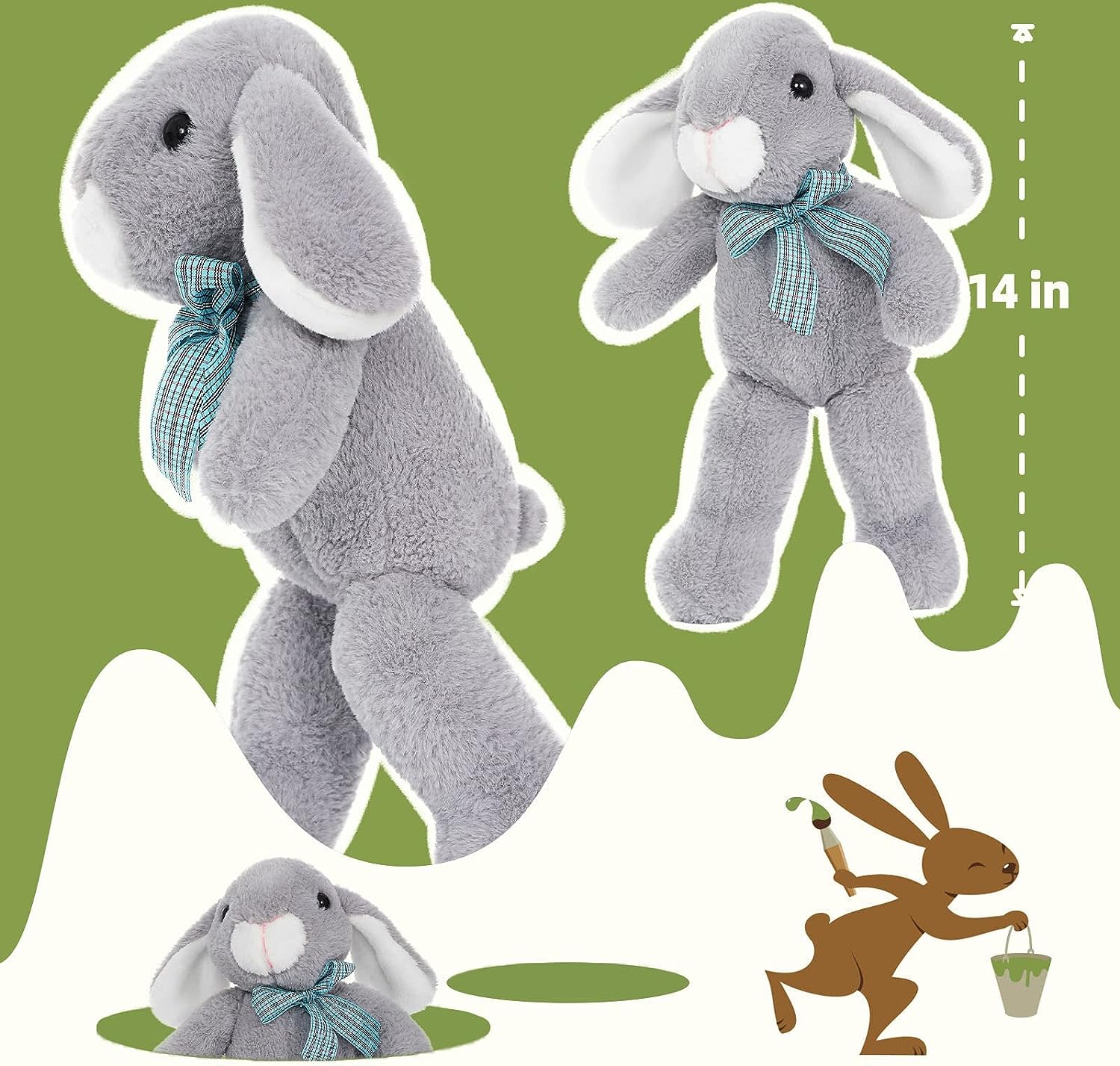 3 Pack Bunny Stuffed Animal Toy Set, 14 Inches