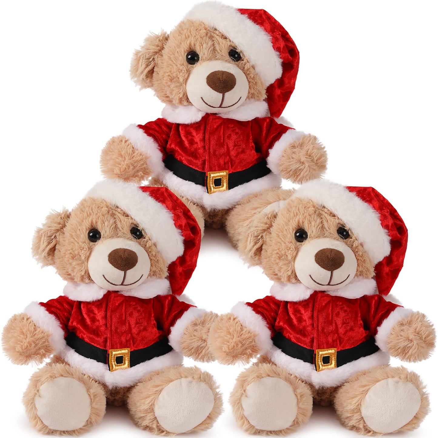 MorisMos Stuffed Animals - Three Piece Bulk Christmas Teddy Bear Plushies, 11 Inches - Christmas Decorative Ornaments&Gifts - Free Shipping - Teddy Bear Theme Baby Shower Decorative Products