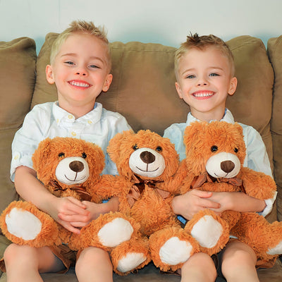 3-Piece Teddy Bears, Dark Brown, 13.8 Inches - MorisMos Stuffed Animals