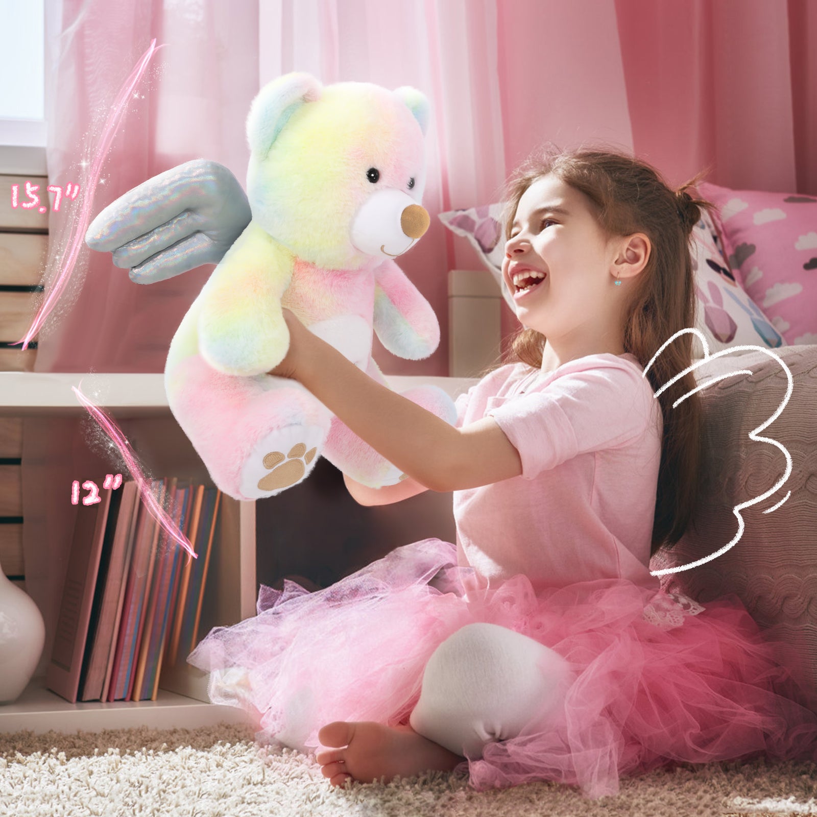 Angel Teddy Bear with Wings, 15.4 Inches