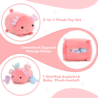 Axolotl Plush Toy Set, Pink, 16.5 Inches - MorisMos Stuffed Animals