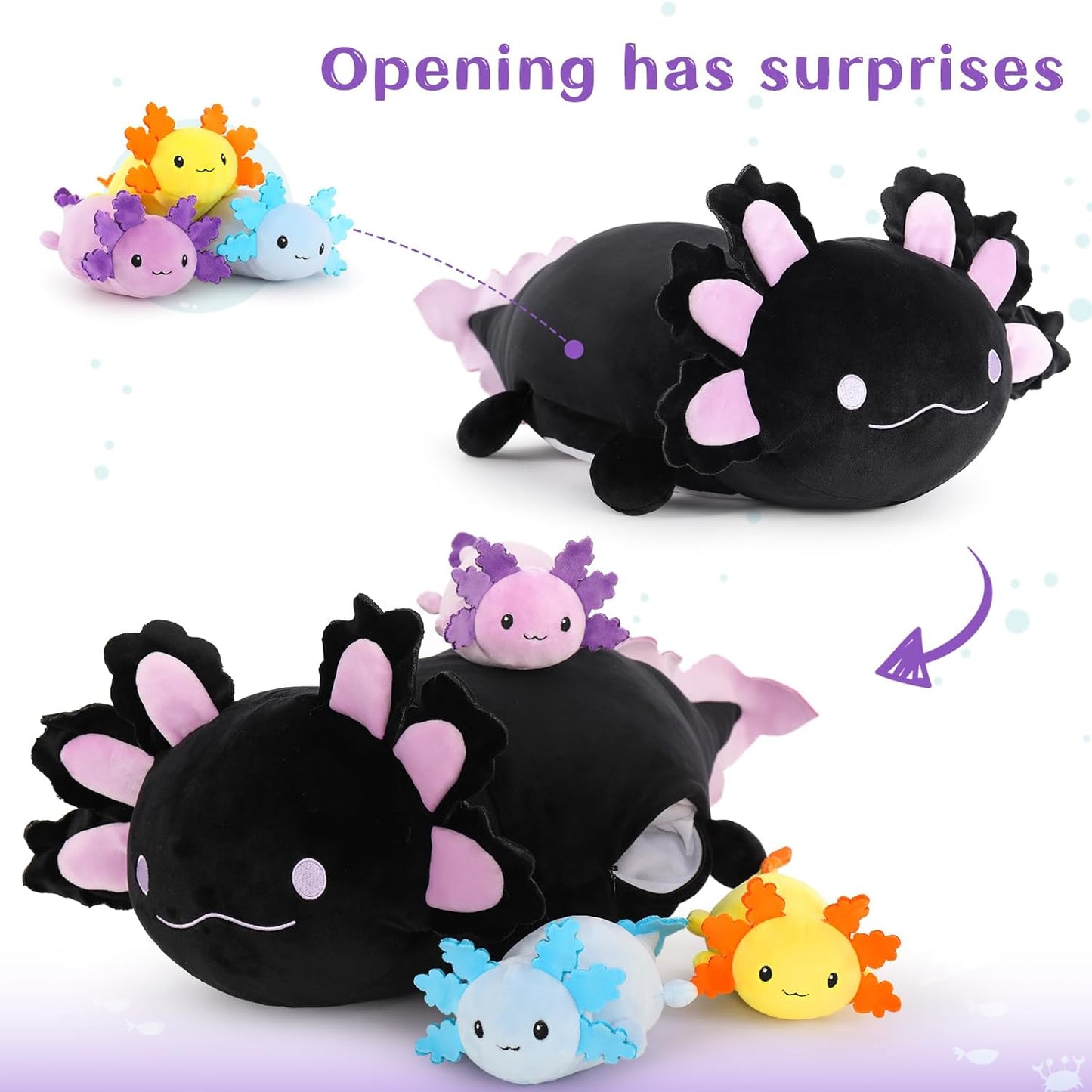 Axolotl Plush Toys, Black, 23.5 Inches - MorisMos Stuffed Animals