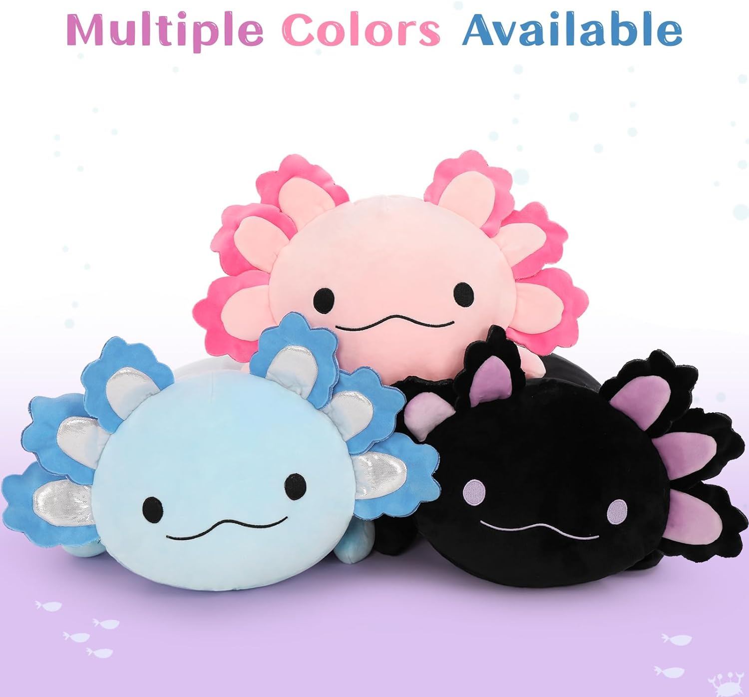 Axolotl Plush Toys, Pink/Blue/Black, 23.5 Inches