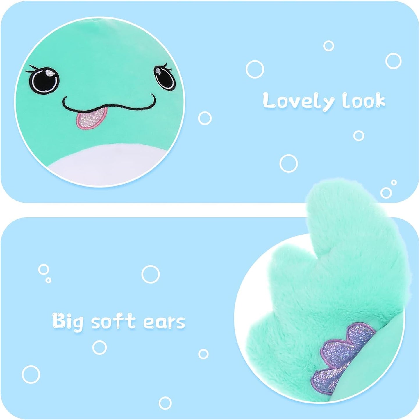 Big Ears Axolotl Plush Toy, Mint Green, 17.7 Inches