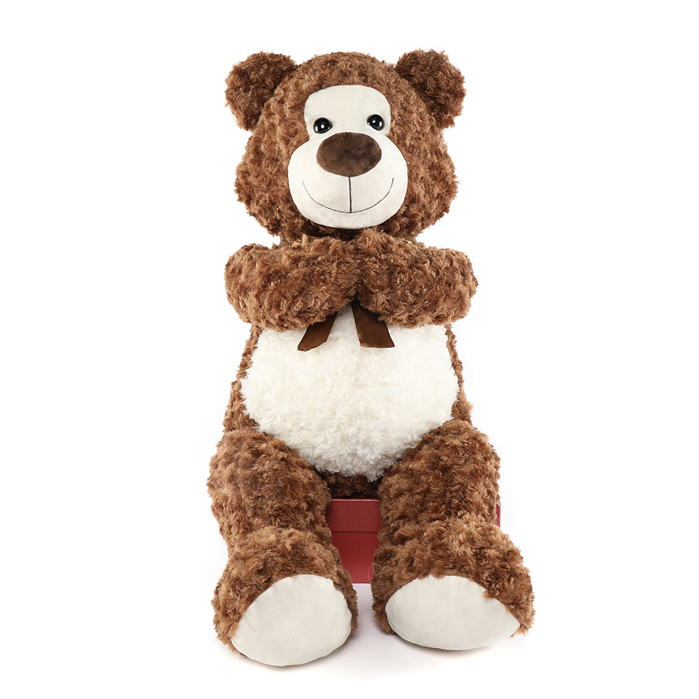 Big Teddy Bear Plush Toy, Coffee, 35.4 Inches