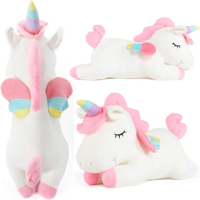 Unicorn Stuffed Toy, Pink/White, 19.6/31.5 Inches - MorisMos Plush Toys