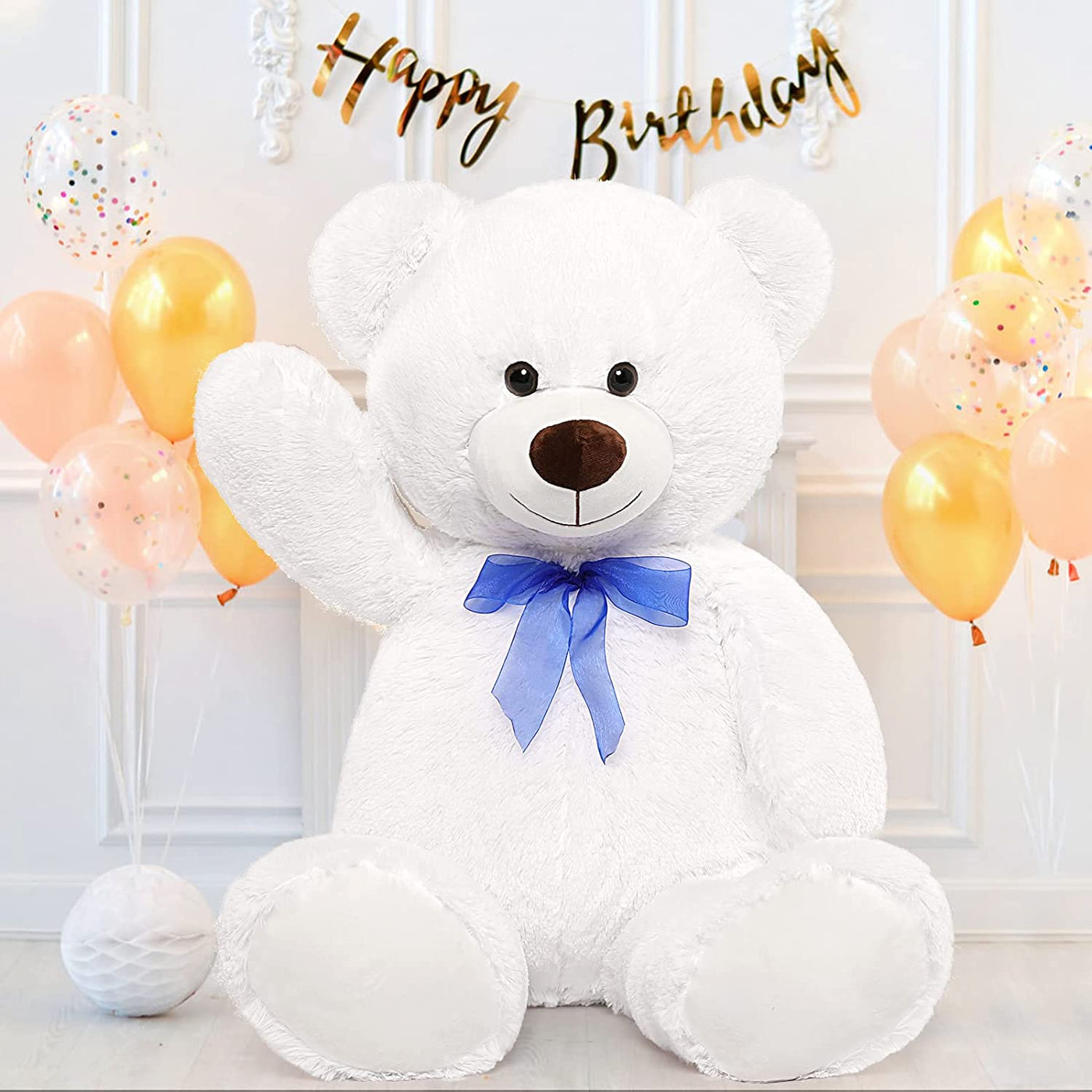 Giant Teddy Bear Plush Toy, White, 35.4/51 Inches - MorisMos Plush Toys