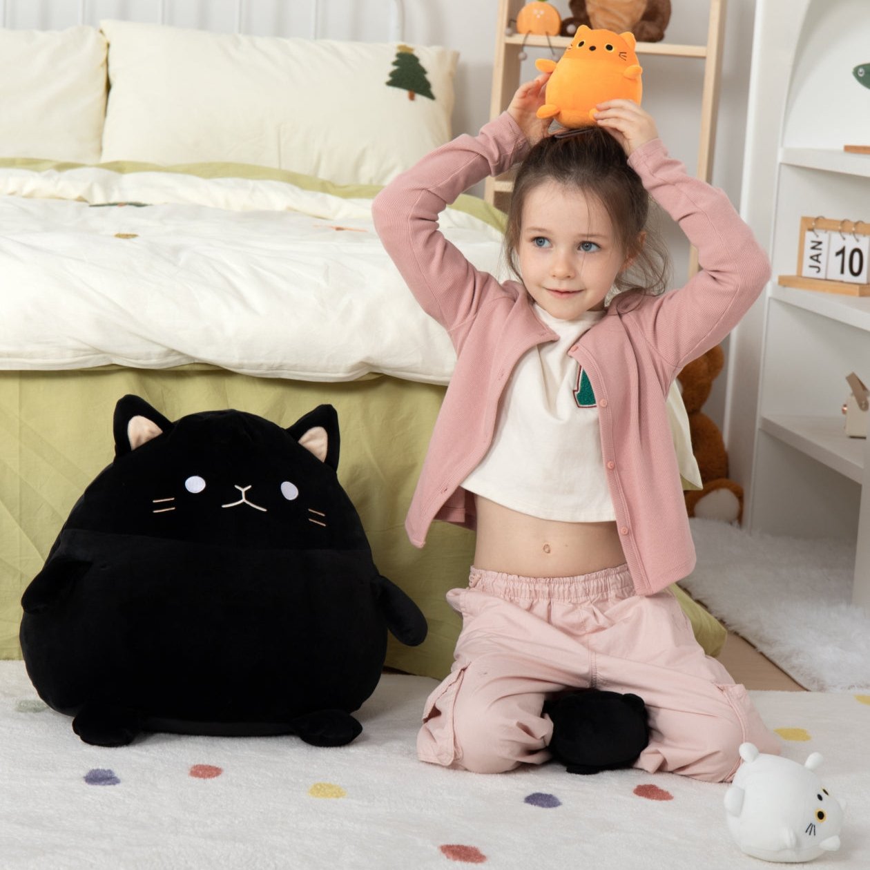 Black Chubby Cat Plush Toys, 15.75 Inches