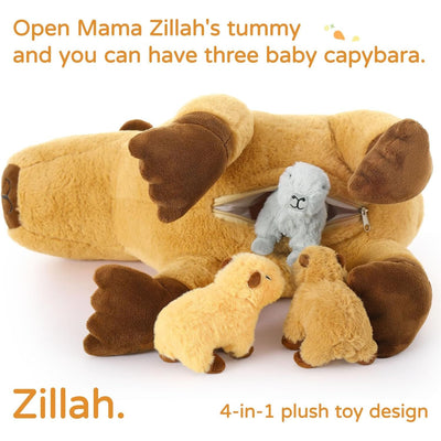 Capybara with Three Baby Plush Toys, 20 Inches