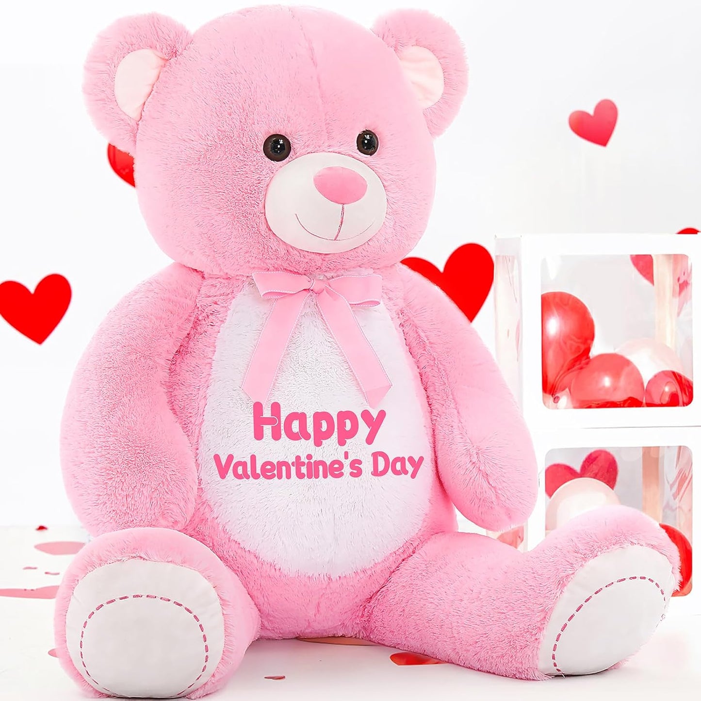 Custom Teddy Bear Plush Toy with Custom Text - Sweet Pink Customized Teddy Bear 51 Inches - Stuffed Animal Personalized Gift - Personalized Gift for Anniversary, Graduation, Christmas, Valentine's Day, Mother's Day, Baby Shower - Sweet Gift for Girlfriend, Boyfriend - Free Shipping 
