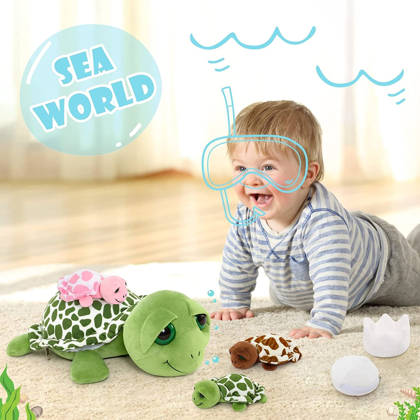 Cute Sea Turtle Stuffed Toy Set, 14 Inches - MorisMos Stuffed Animals